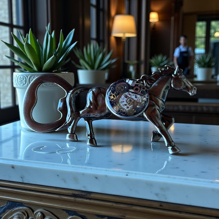 Steampunk watch parts horse bottle opener