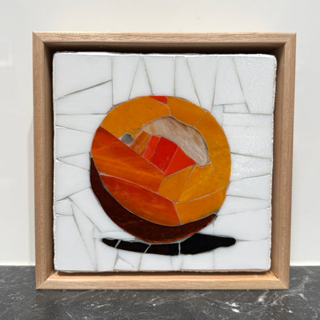 Stained Glass Mosaic Orange Framed in Oak