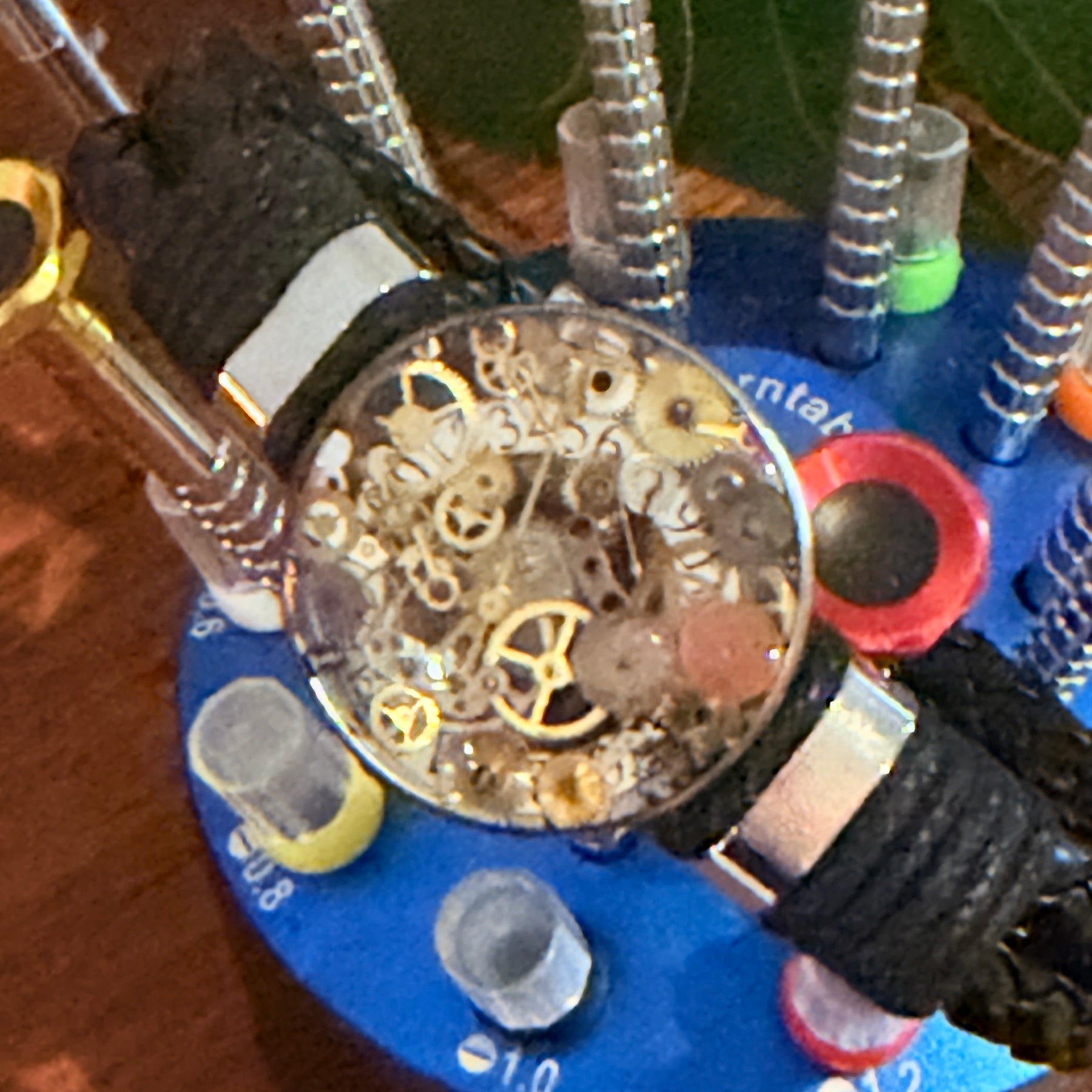 Steampunk watch parts cuff/bracelet black leather