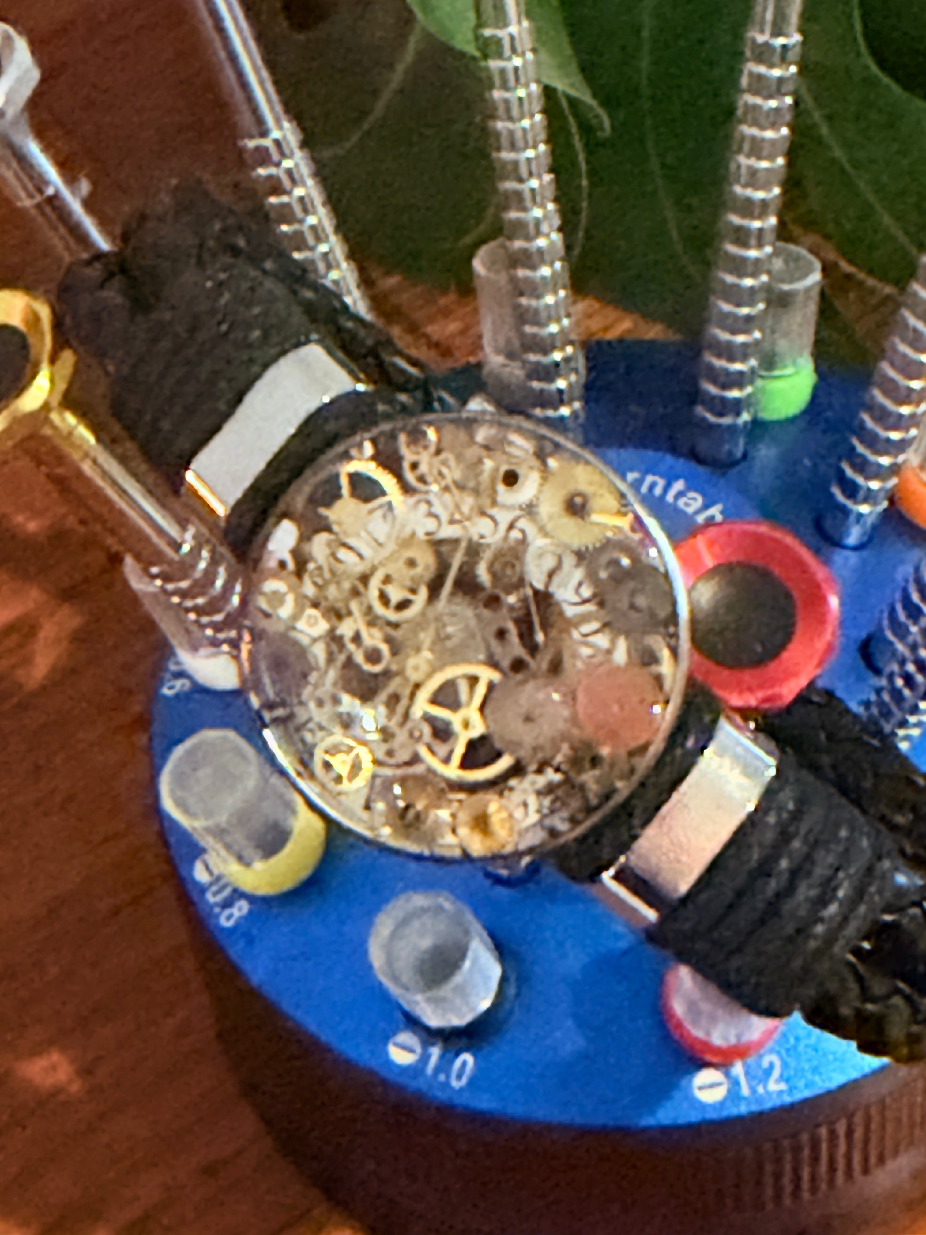 Steampunk watch parts cuff/bracelet black leather