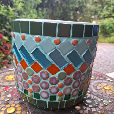 Gone Potty - Large Mosaic Green & Orange Pot