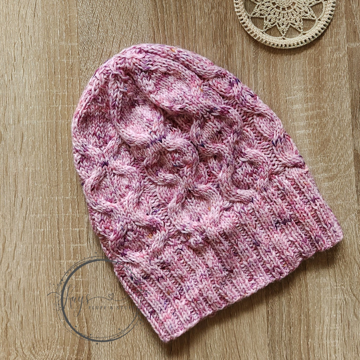 Hand-dyed Cabled Knit Slouchy Beanie