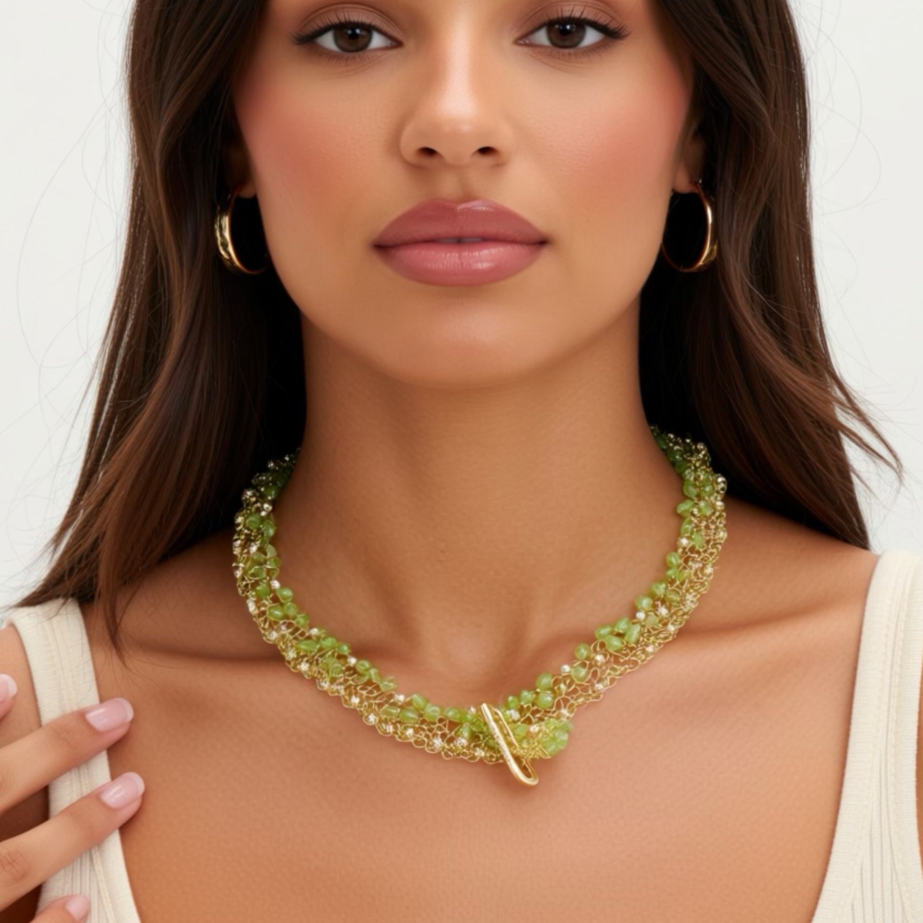 Natural Peridot Necklace-chocker “Joy”