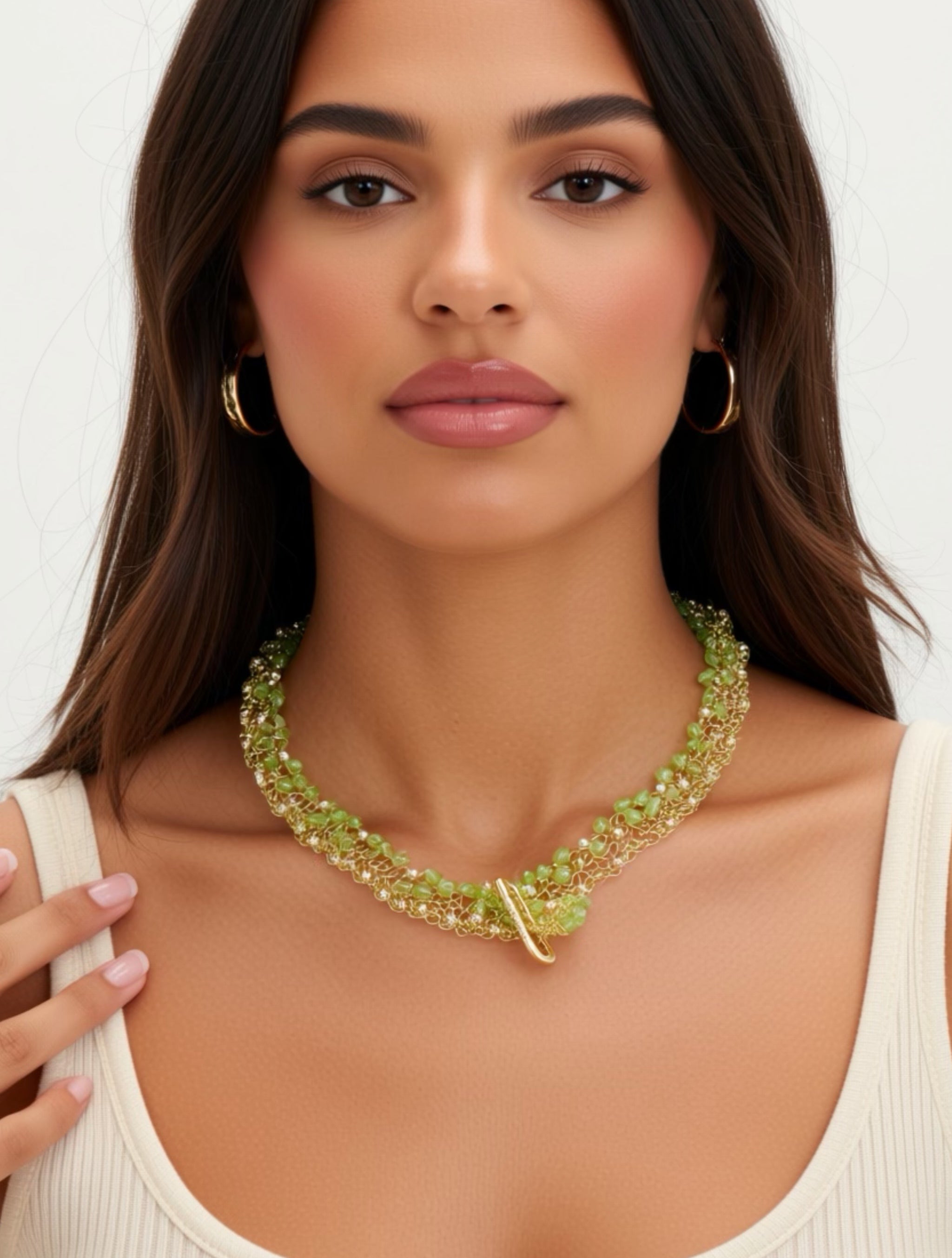 Natural Peridot Necklace-chocker “Joy”