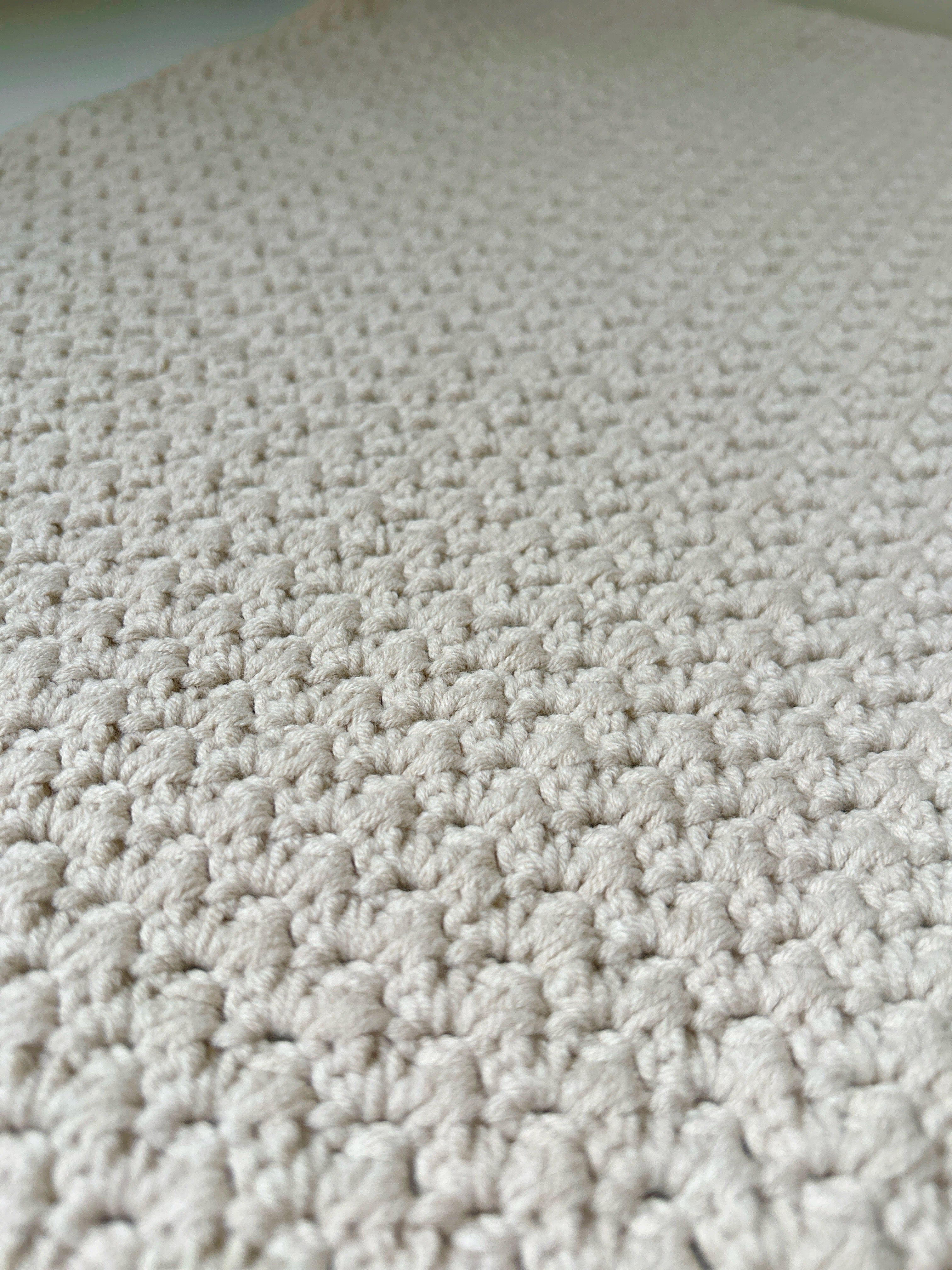 Handmade Crochet Baby Blanket | Neutral Oatmeal | Made from Cotton | Baby Shower Gift