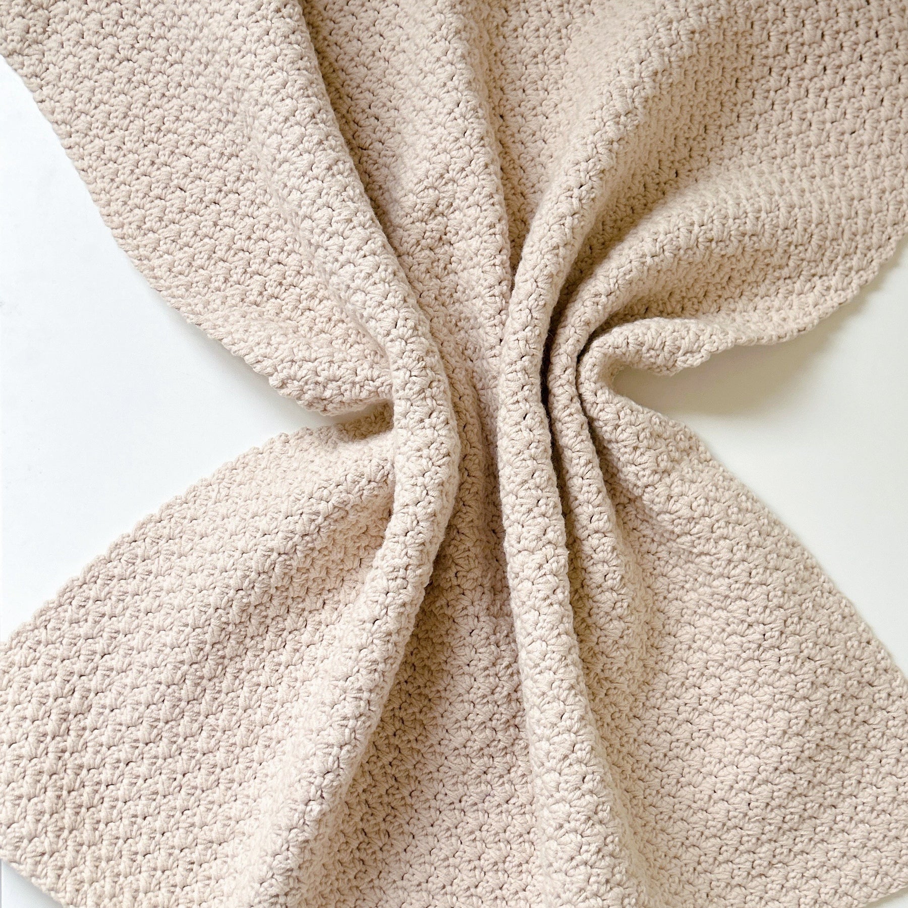 Handmade Crochet Baby Blanket | Neutral Oatmeal | Made from Cotton | Baby Shower Gift