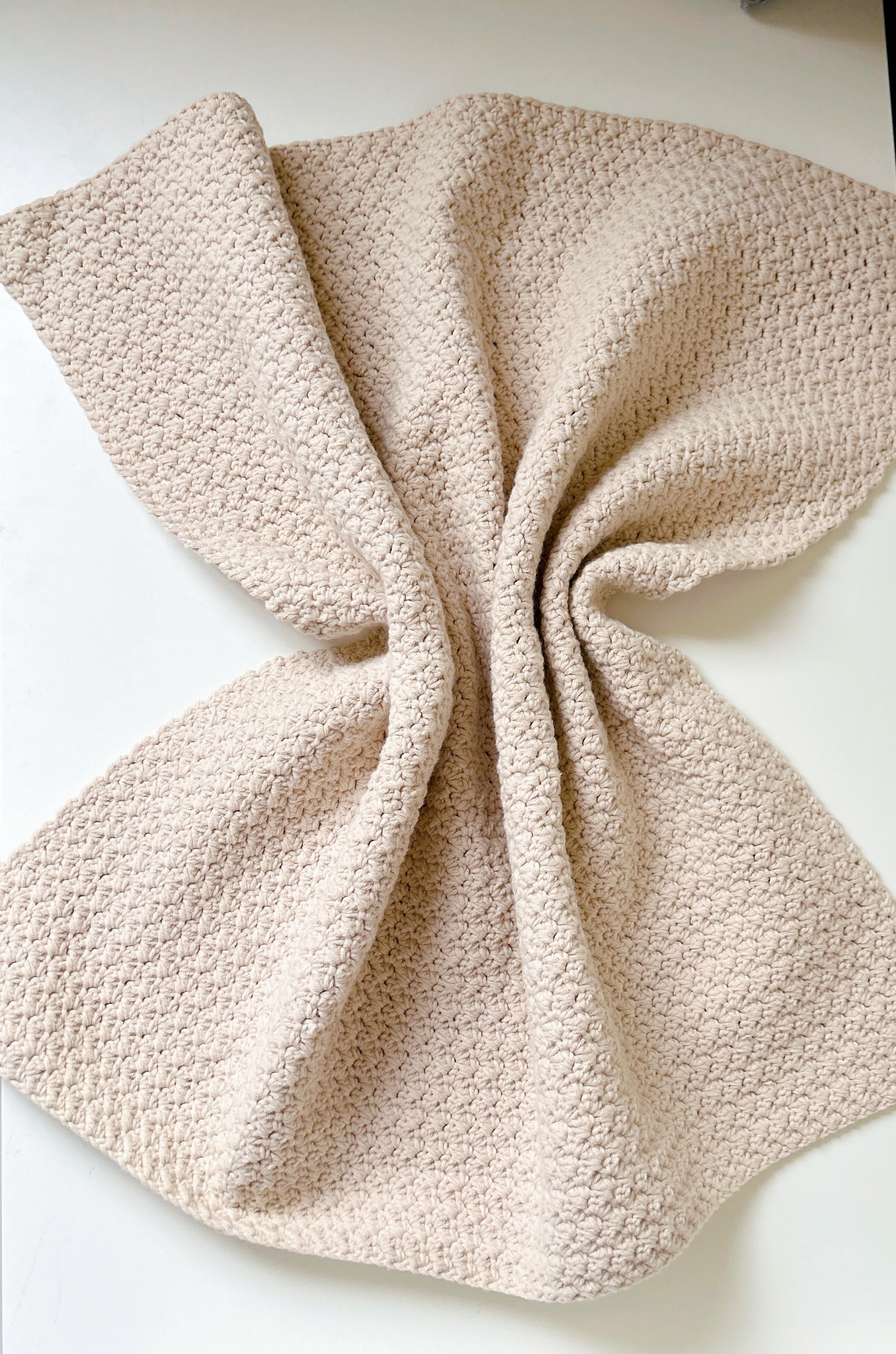Handmade Crochet Baby Blanket | Neutral Oatmeal | Made from Cotton | Baby Shower Gift