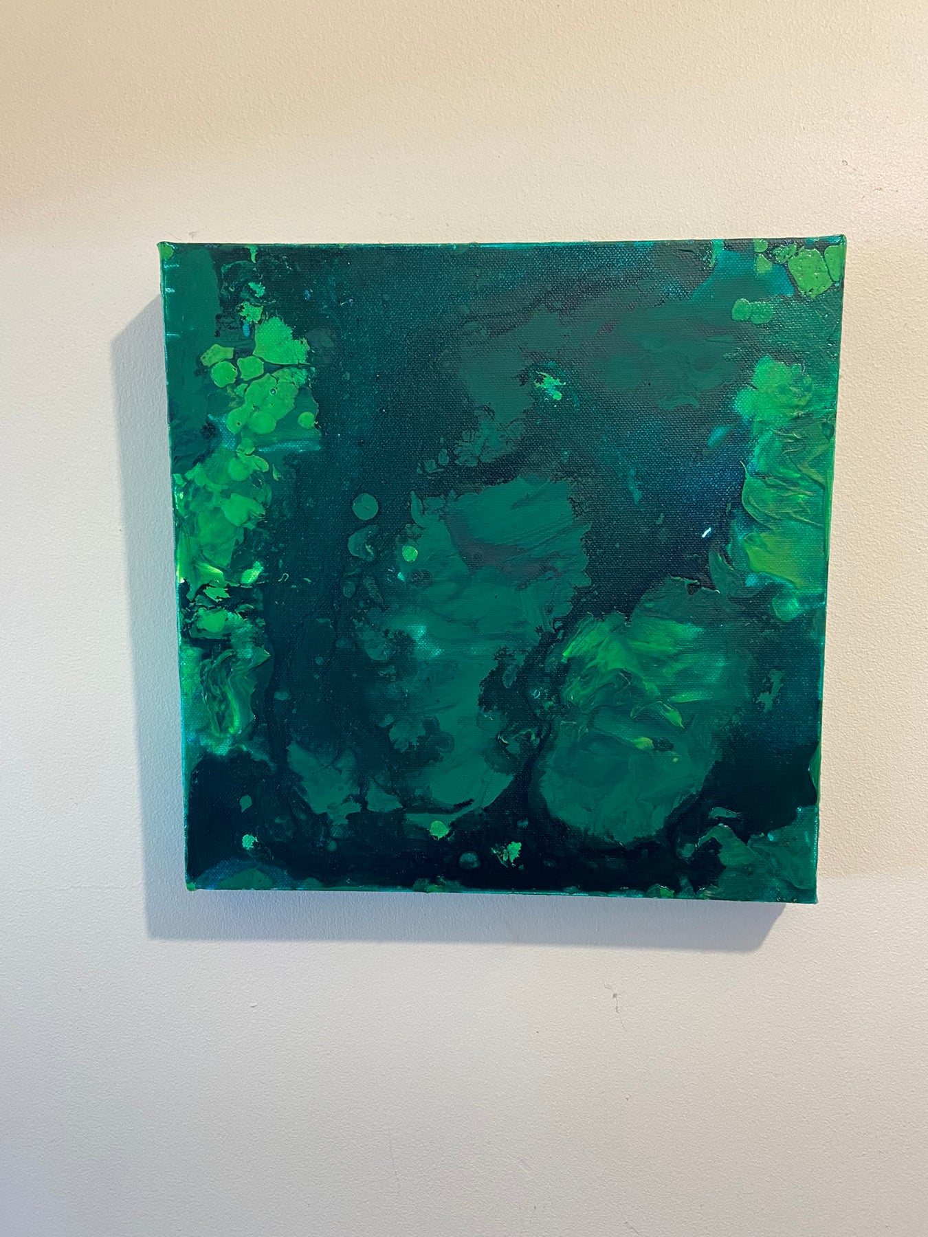 Green Aventurine Wall Art Original Abstract Acrylic Canvas Painting