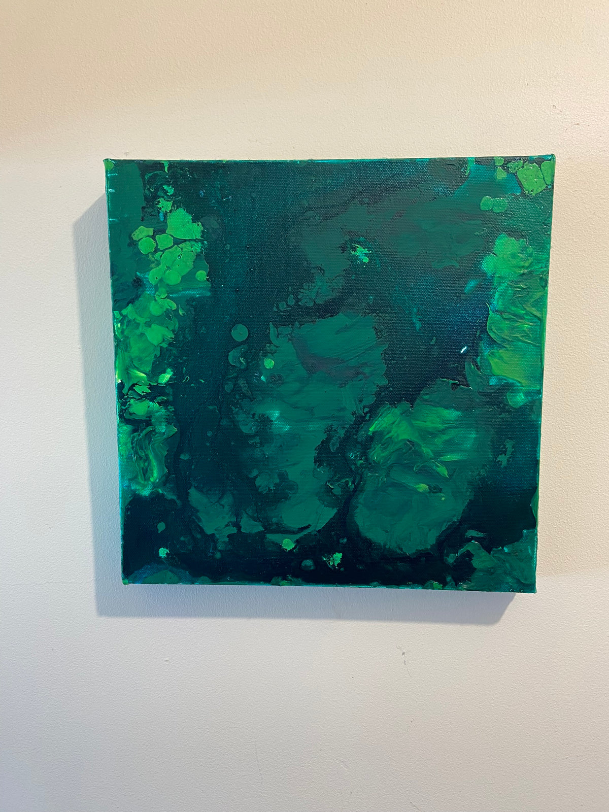 Green Aventurine Wall Art Original Abstract Acrylic Canvas Painting