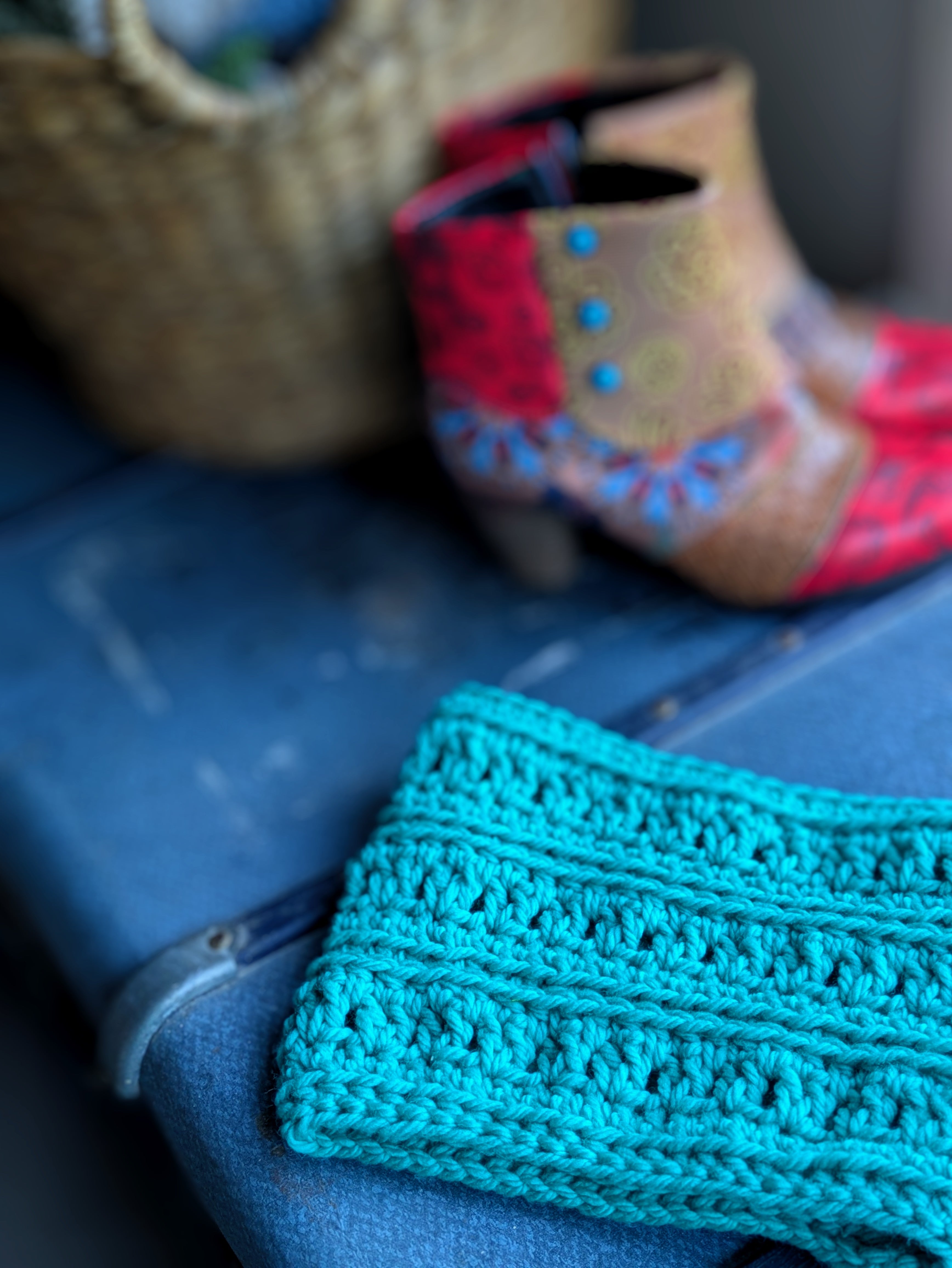 Handmade Crochet Cowl Neck Warmer Turquoise