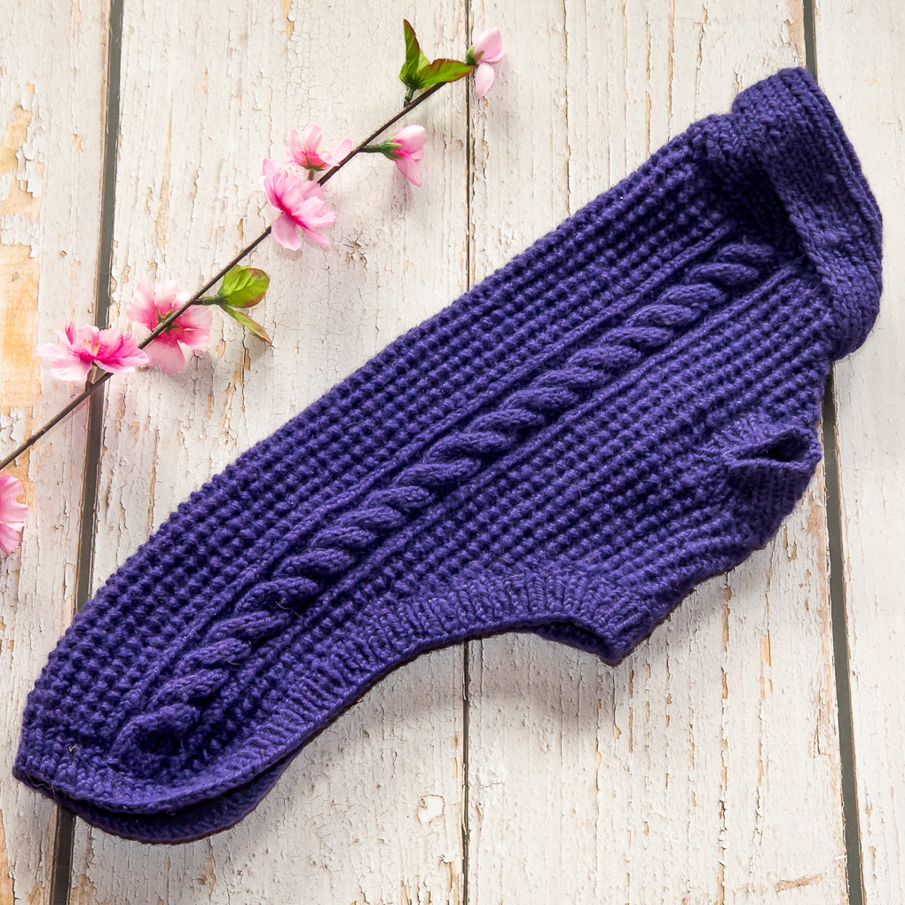 Pet Jumpers - 100% Wool - Hand Knitted - Rice Stitch and Cables - Shawl Collar