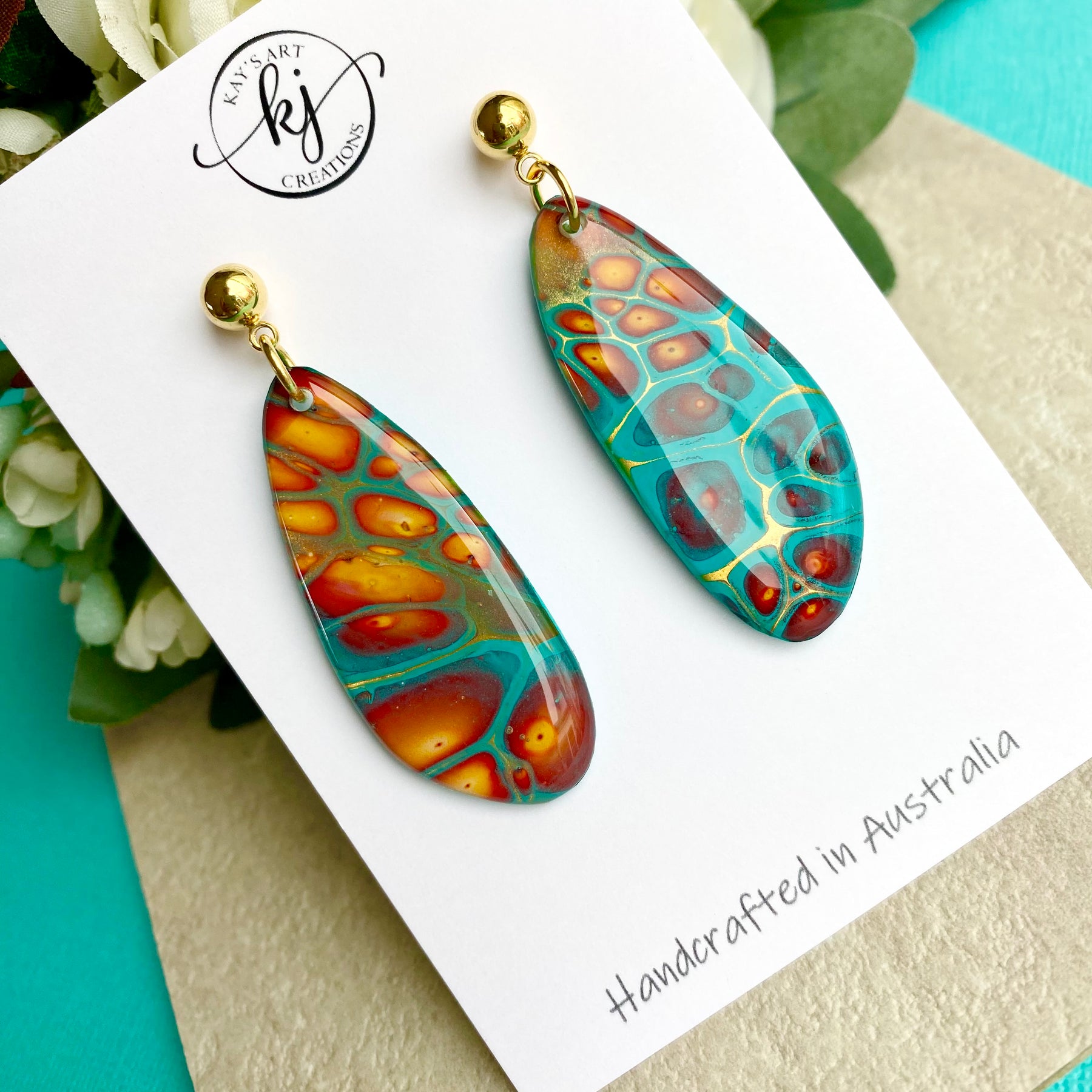 Original Art Turquoise Stud Earrings