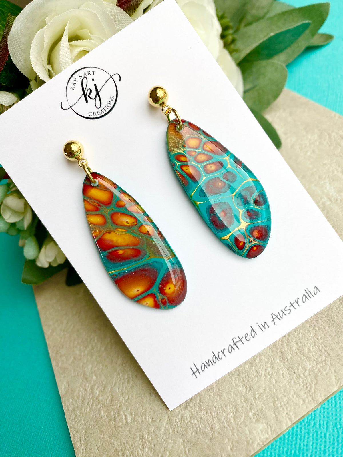 Original Art Turquoise Stud Earrings
