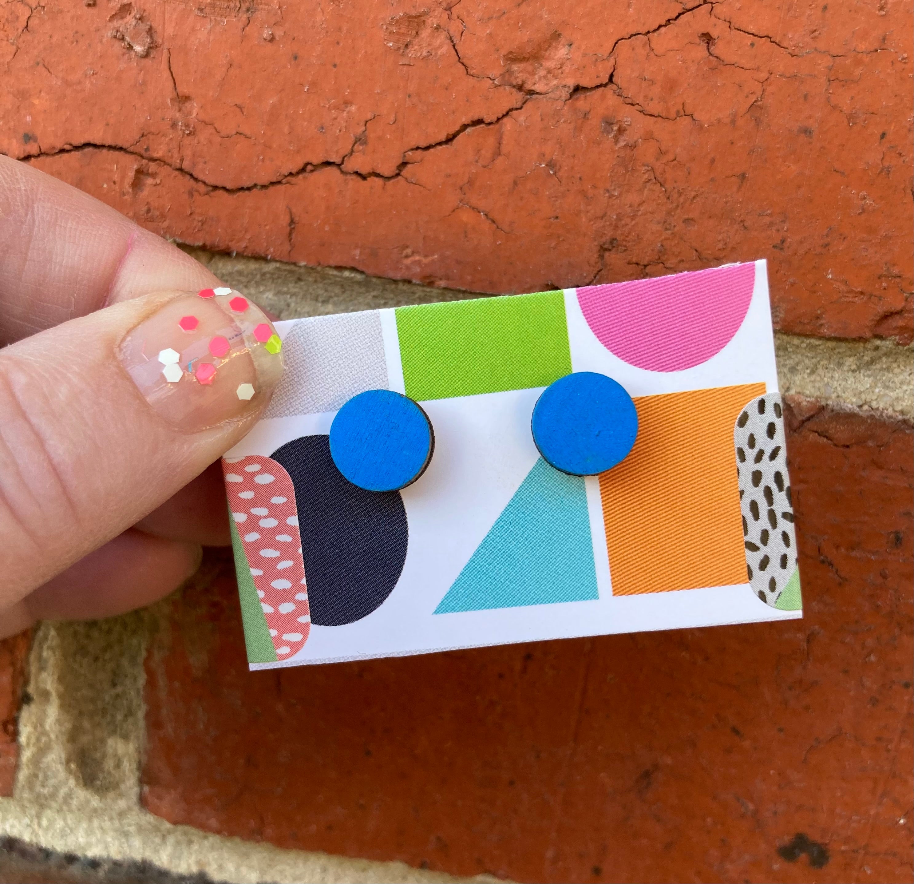 Blue hand painted  studs
