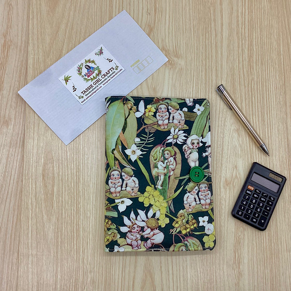 Gumnut Gossipin’ refillable A5 fabric notebook cover gift set - Incl. book and pen.