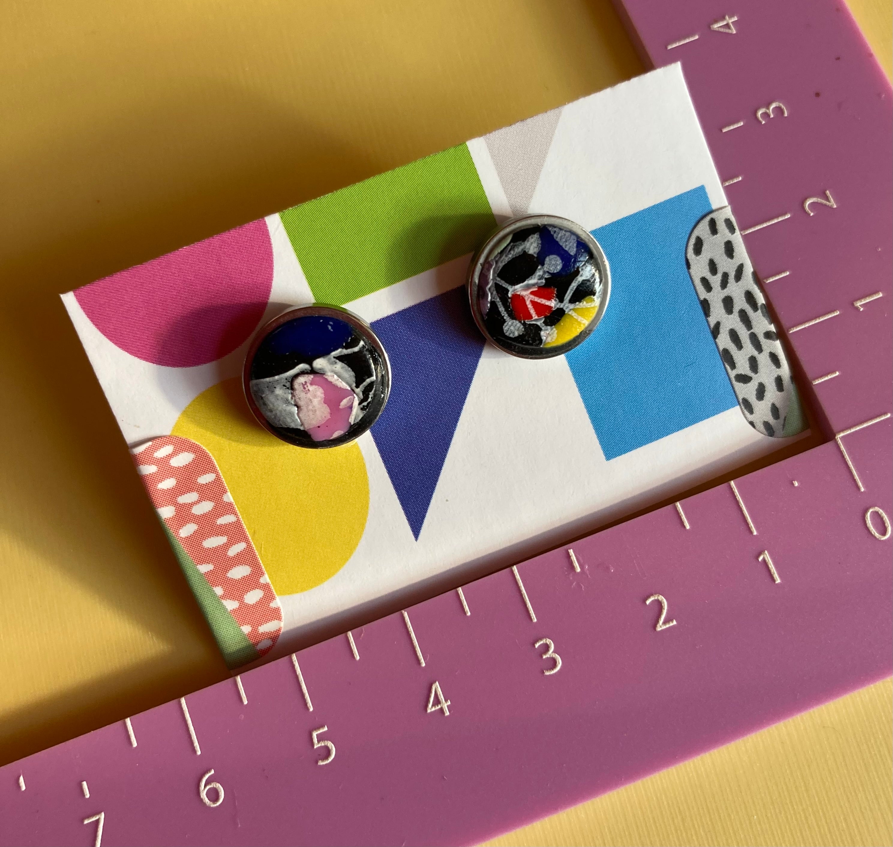 Polymer clay printed studs