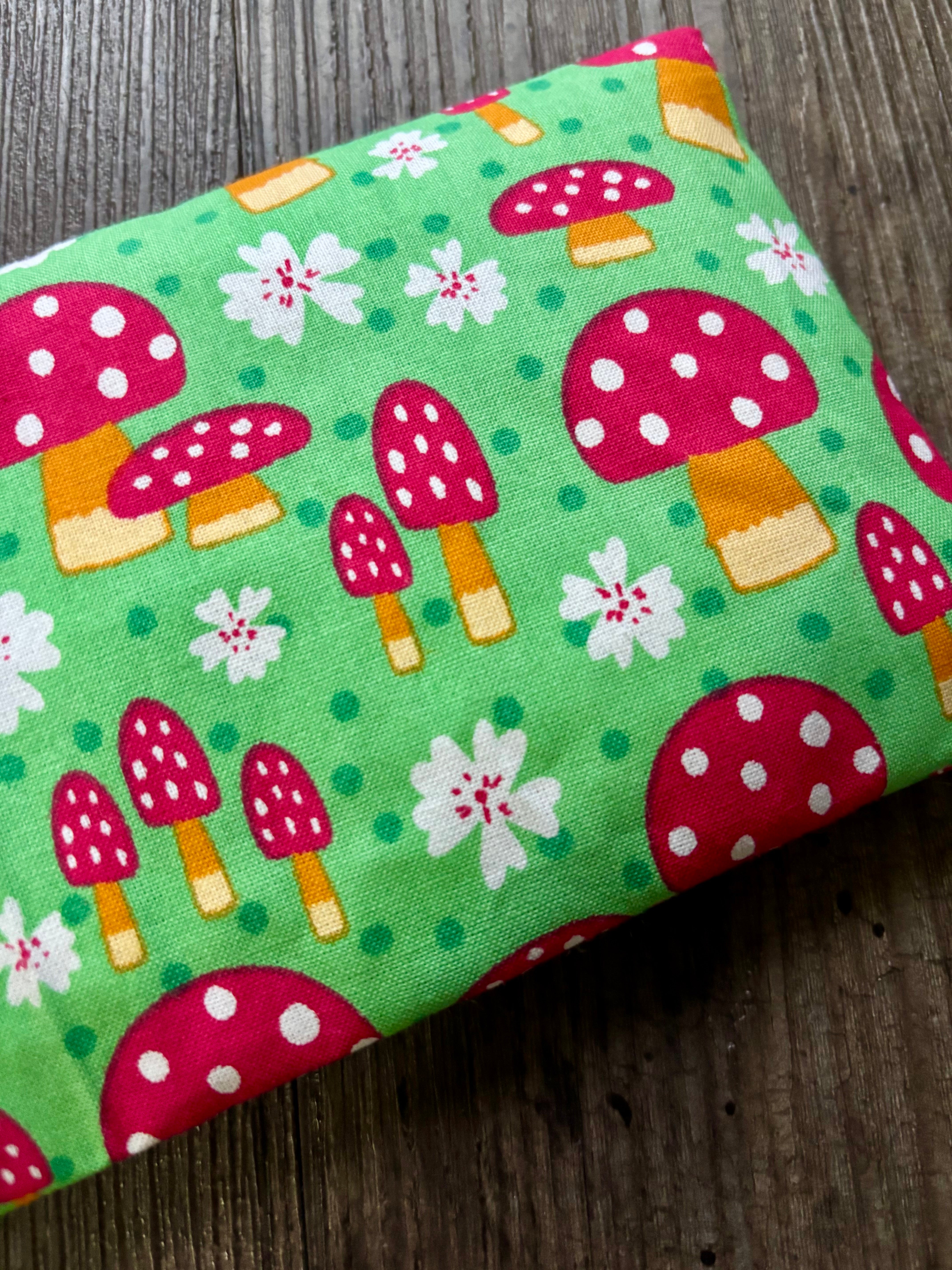 Crystal Eye Pillows - Green Red Toadstall