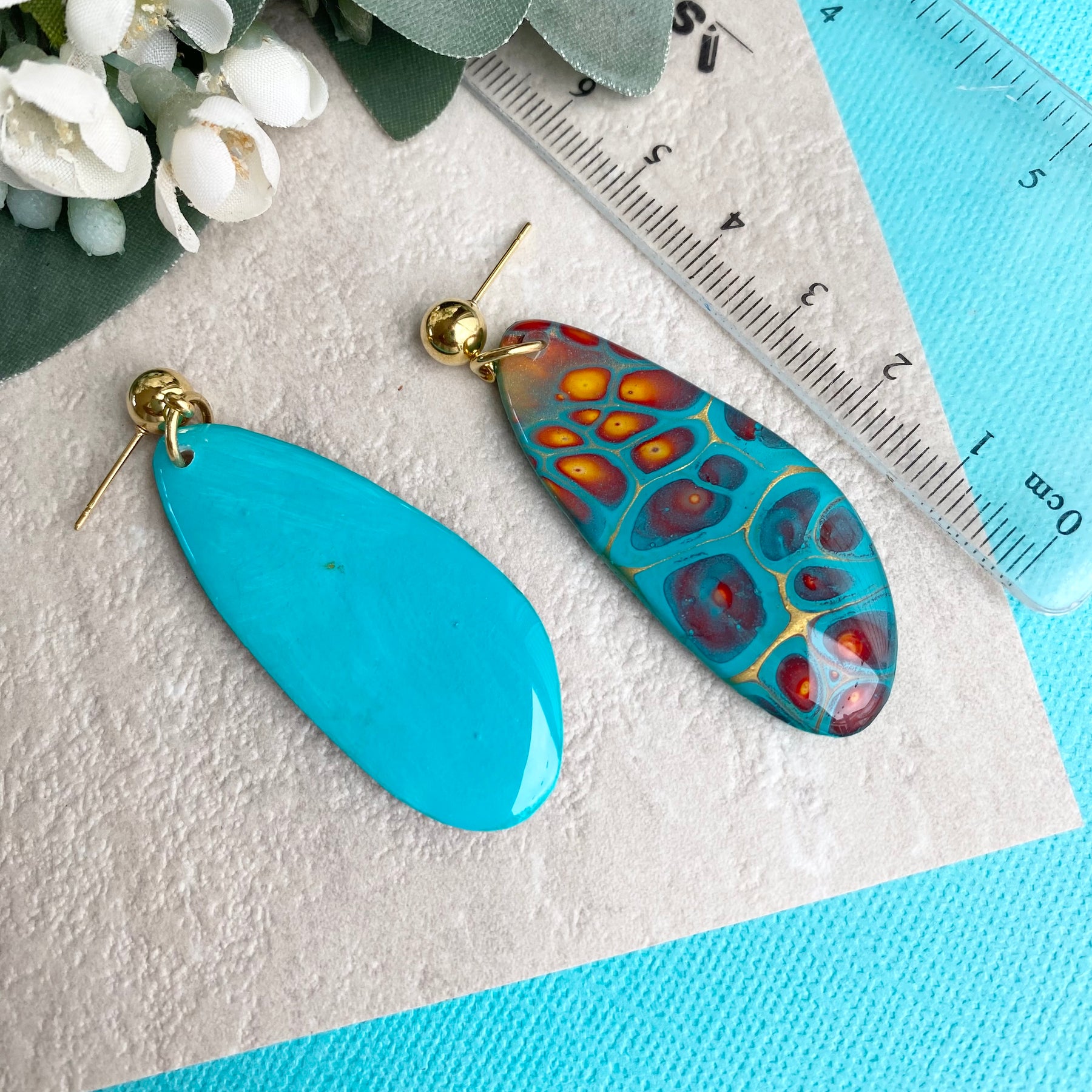 Original Art Turquoise Stud Earrings