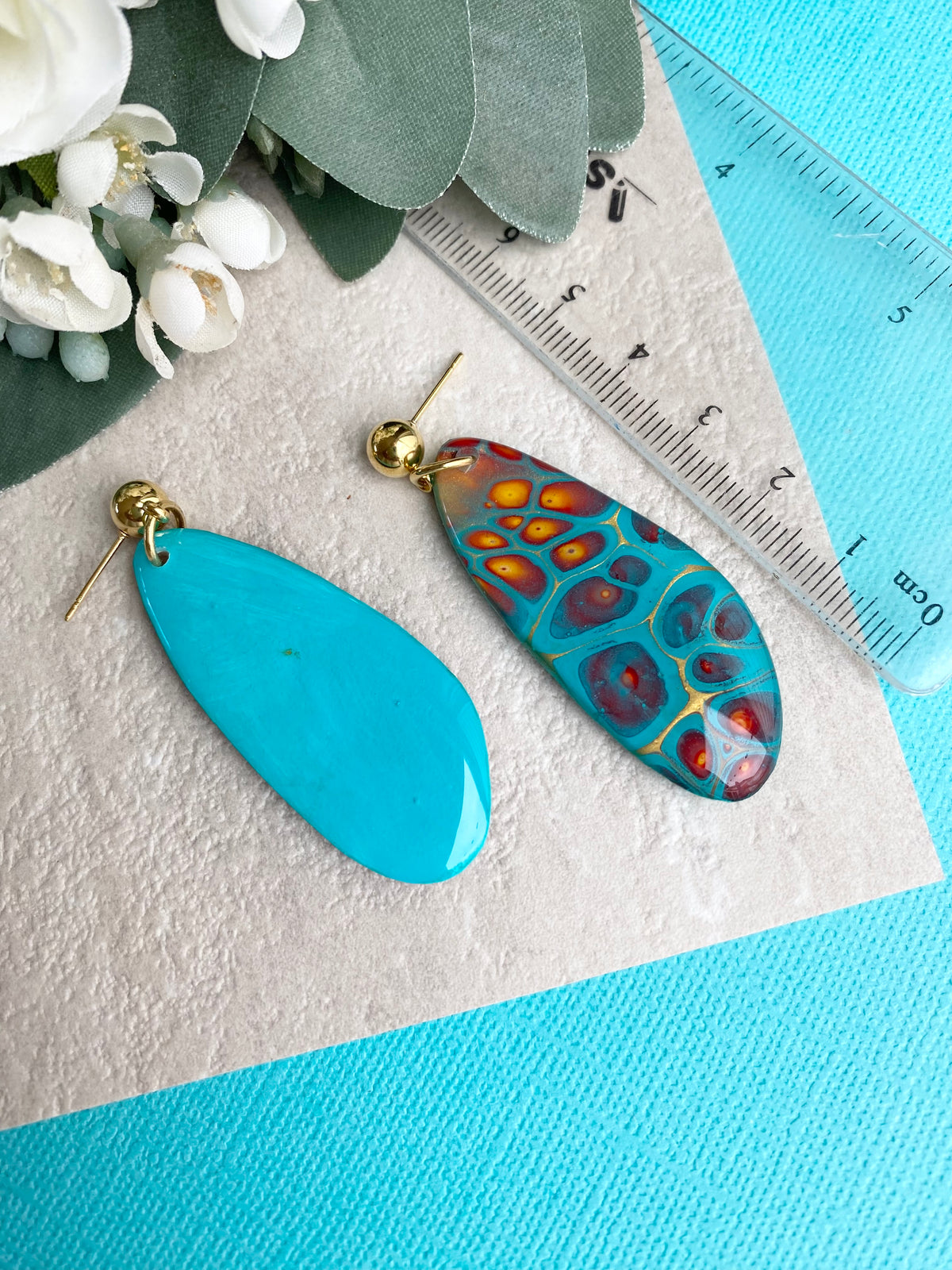 Original Art Turquoise Stud Earrings