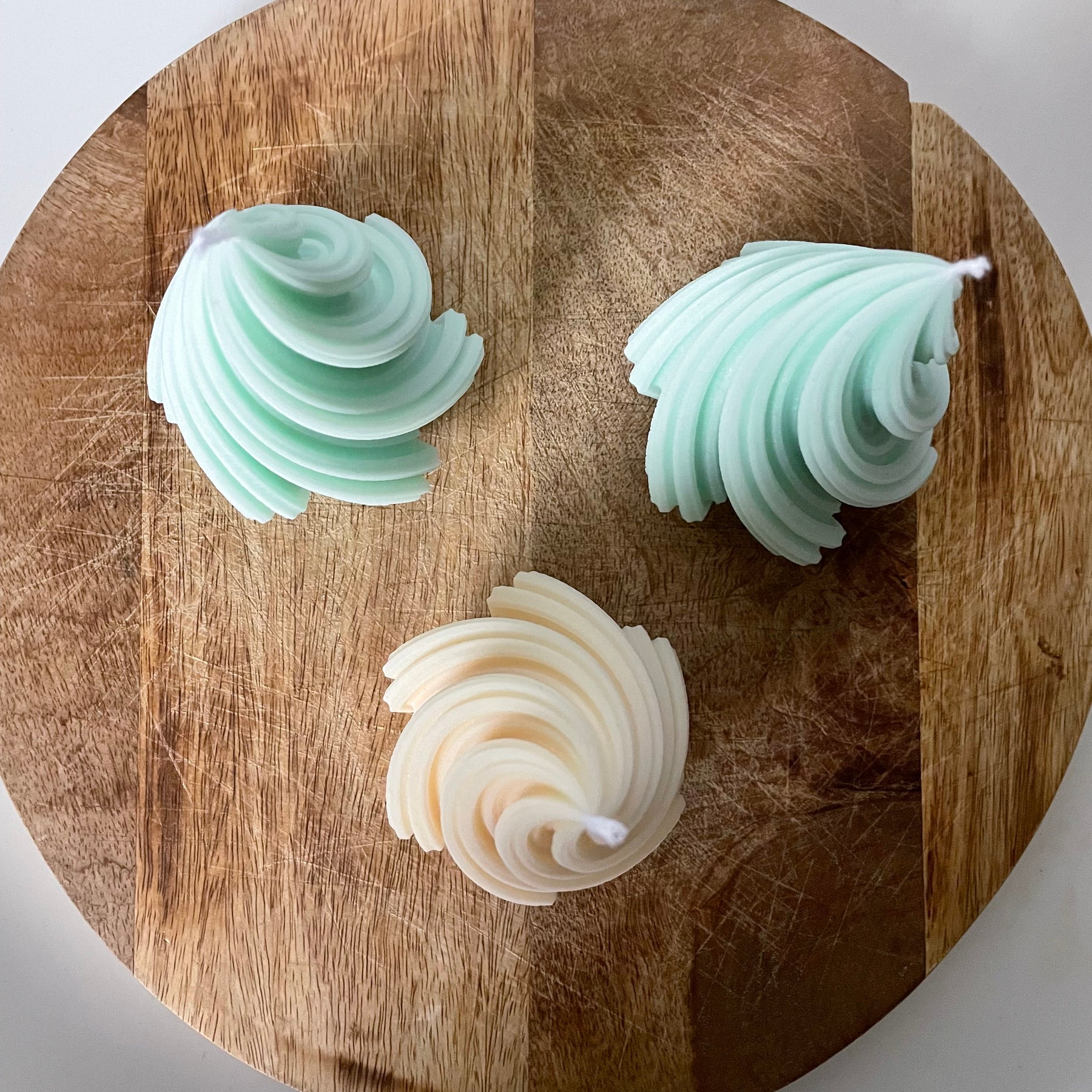 Swirl Christmas Tree Pillar Candle
