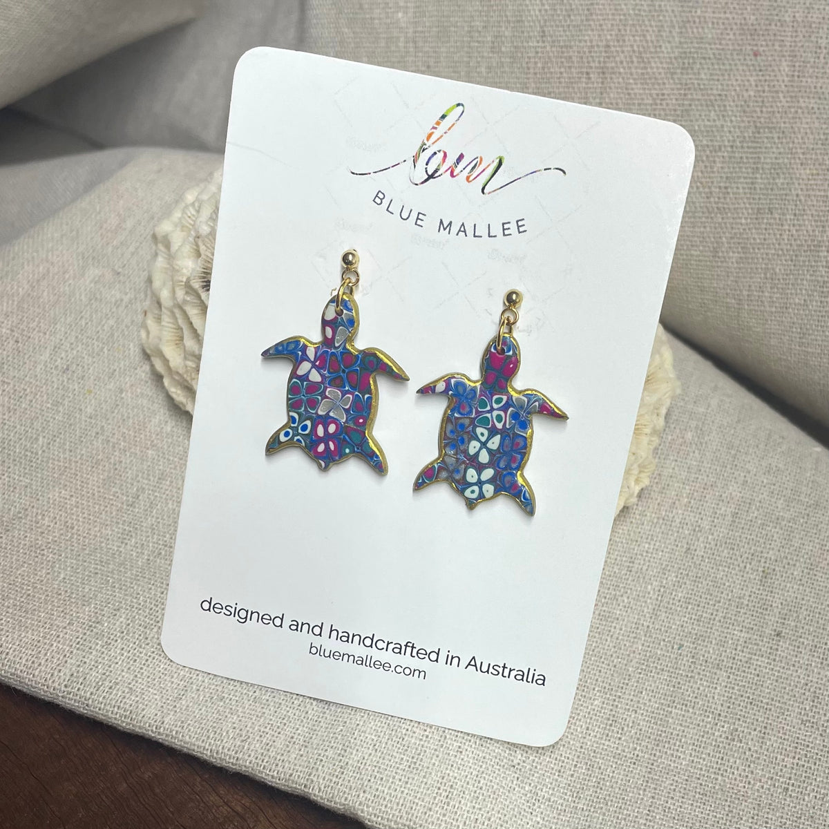 Turtle Polymer Clay Stud Earrings – Flower Power