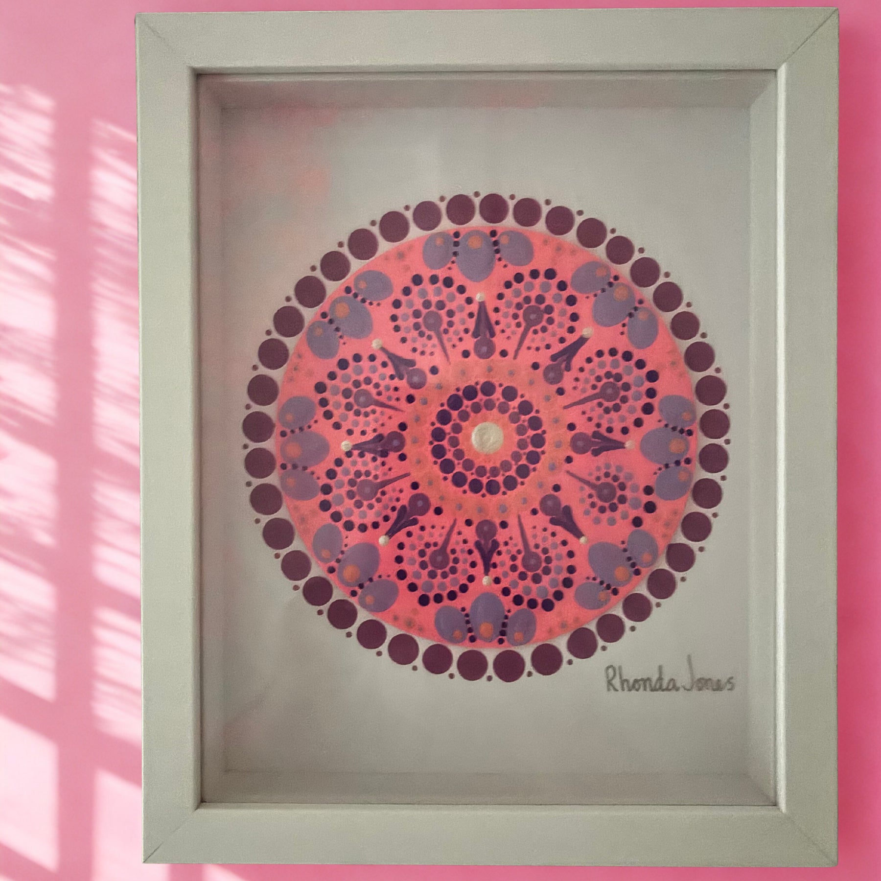 Pretty in Pink Acrylic Hand-dotted Mandala