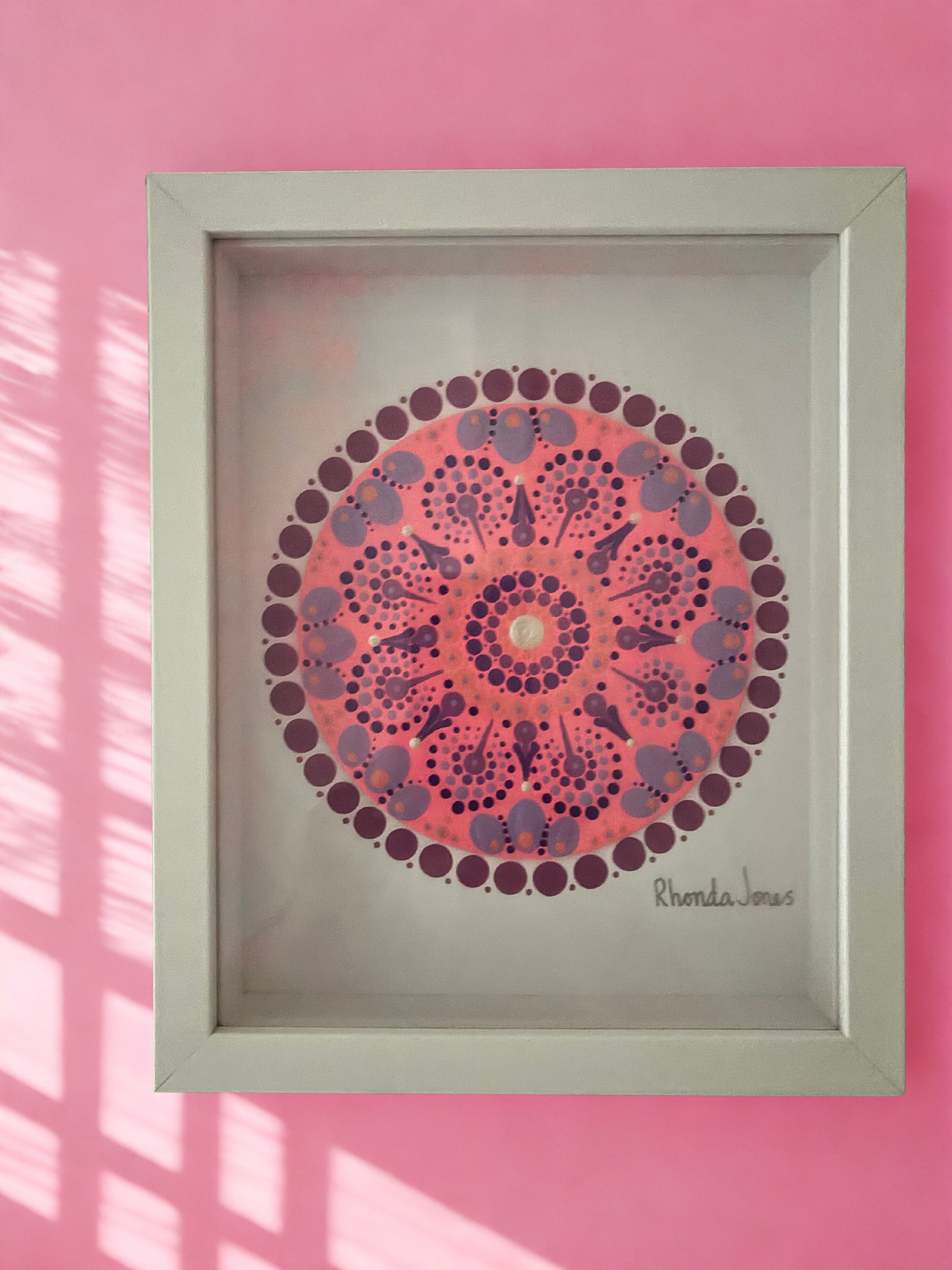 Pretty in Pink Acrylic Hand-dotted Mandala