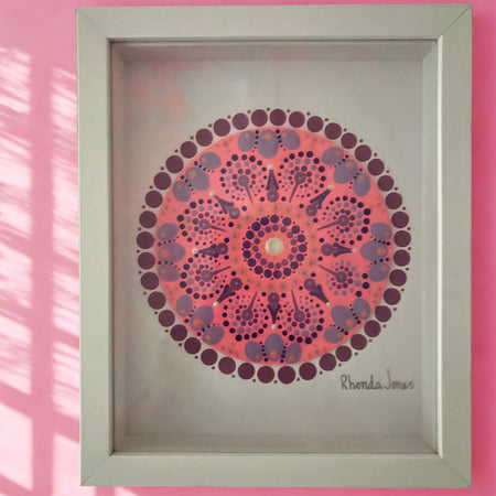 Pretty in Pink Acrylic Hand-dotted Mandala