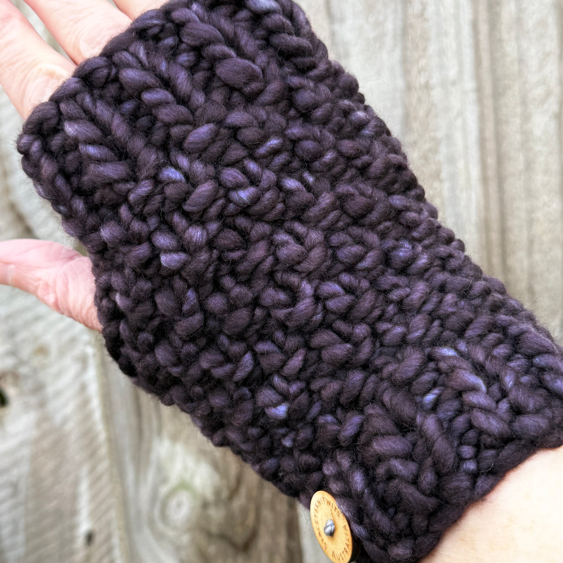 Hand Knitted Handwarmers, Charcoal Grey Merino Fingerless Gloves