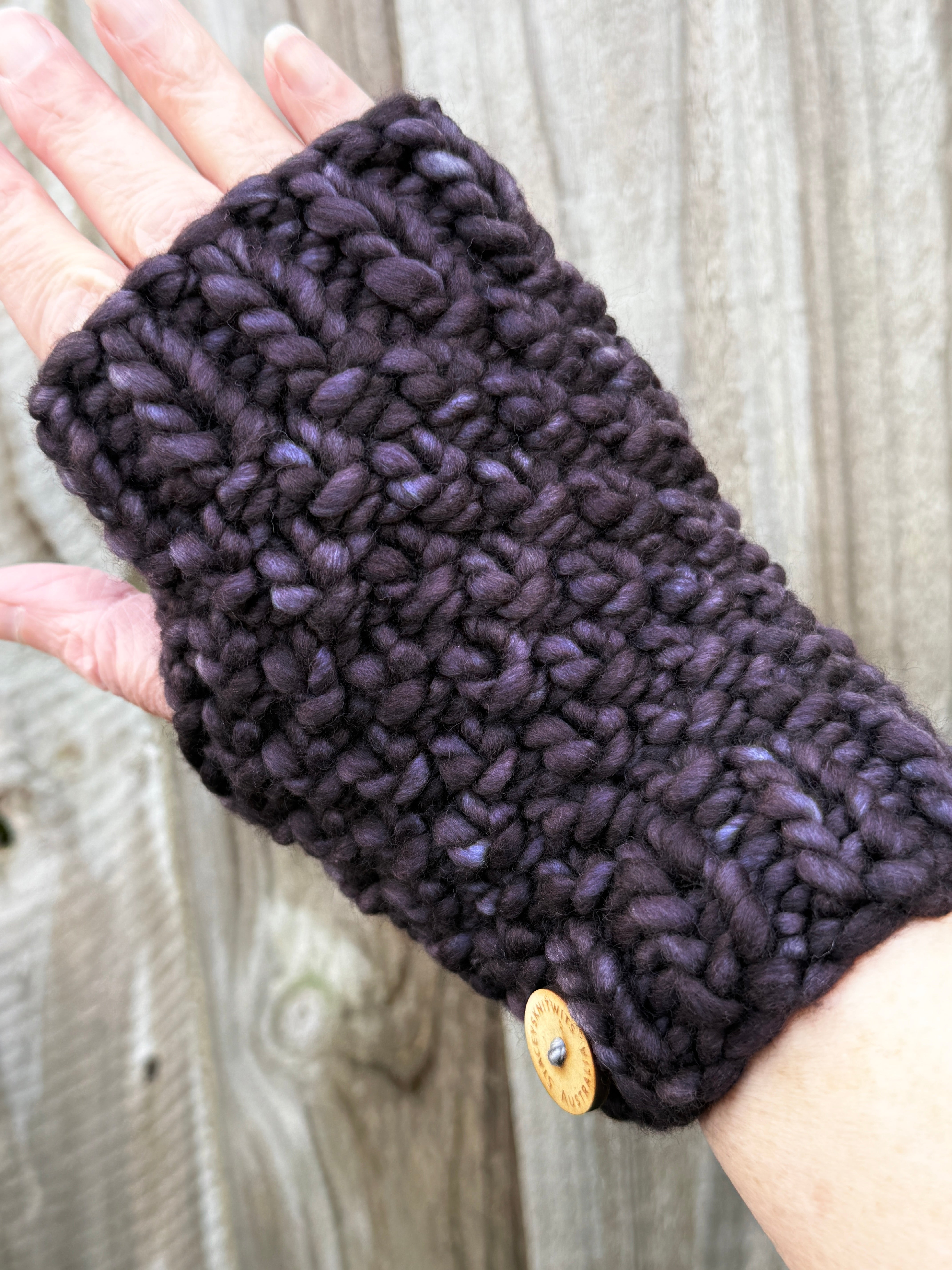 Hand Knitted Handwarmers, Charcoal Grey Merino Fingerless Gloves