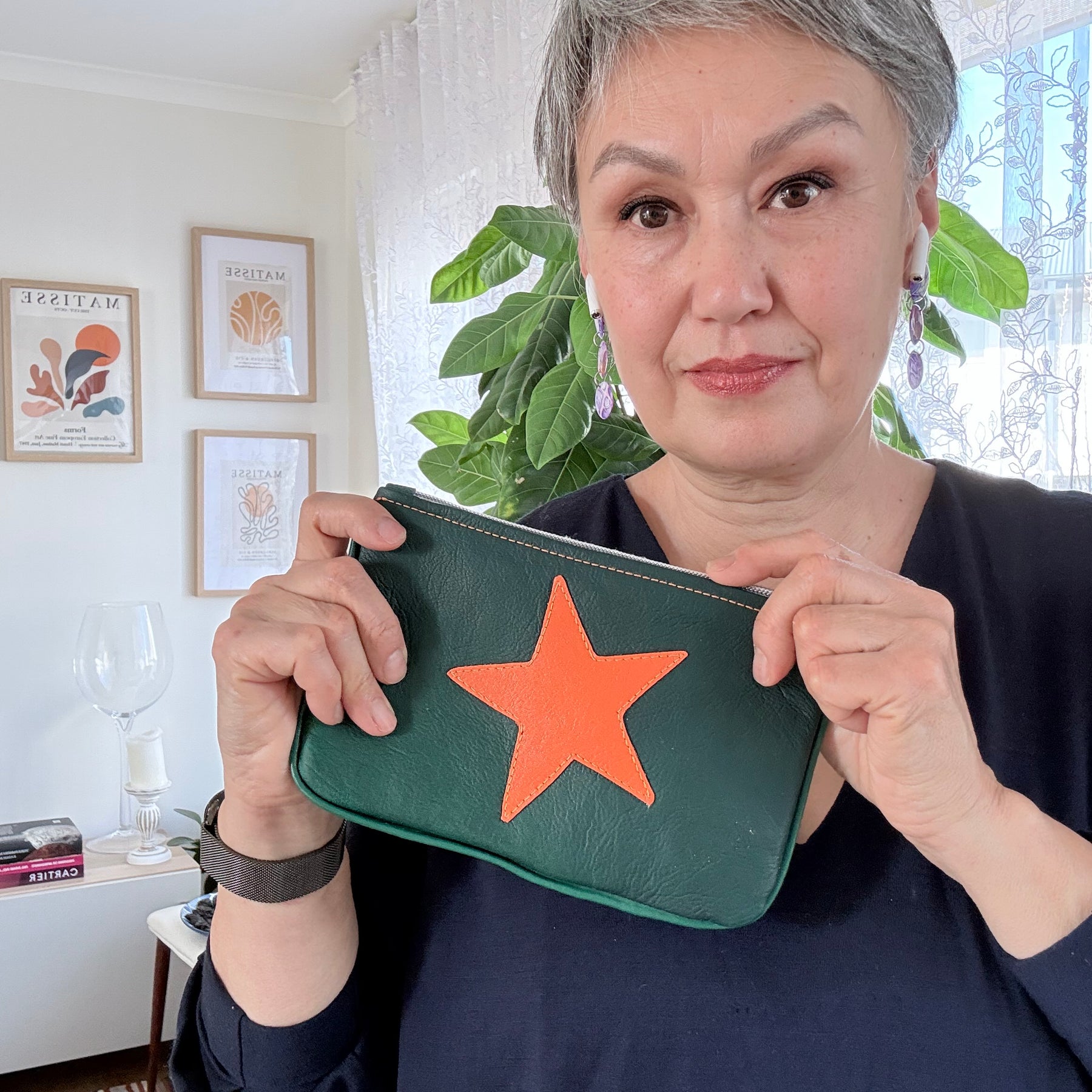 Leather pouch ‘Orange star’
