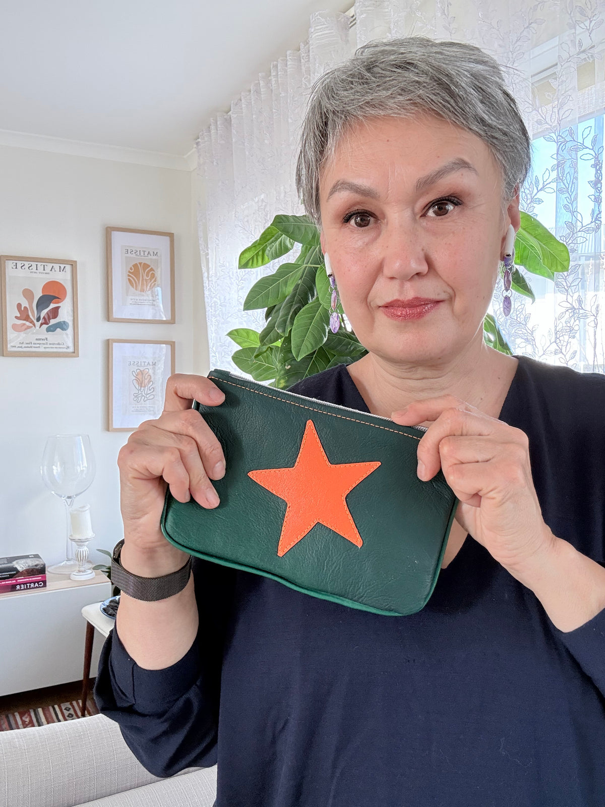 Leather pouch ‘Orange star’