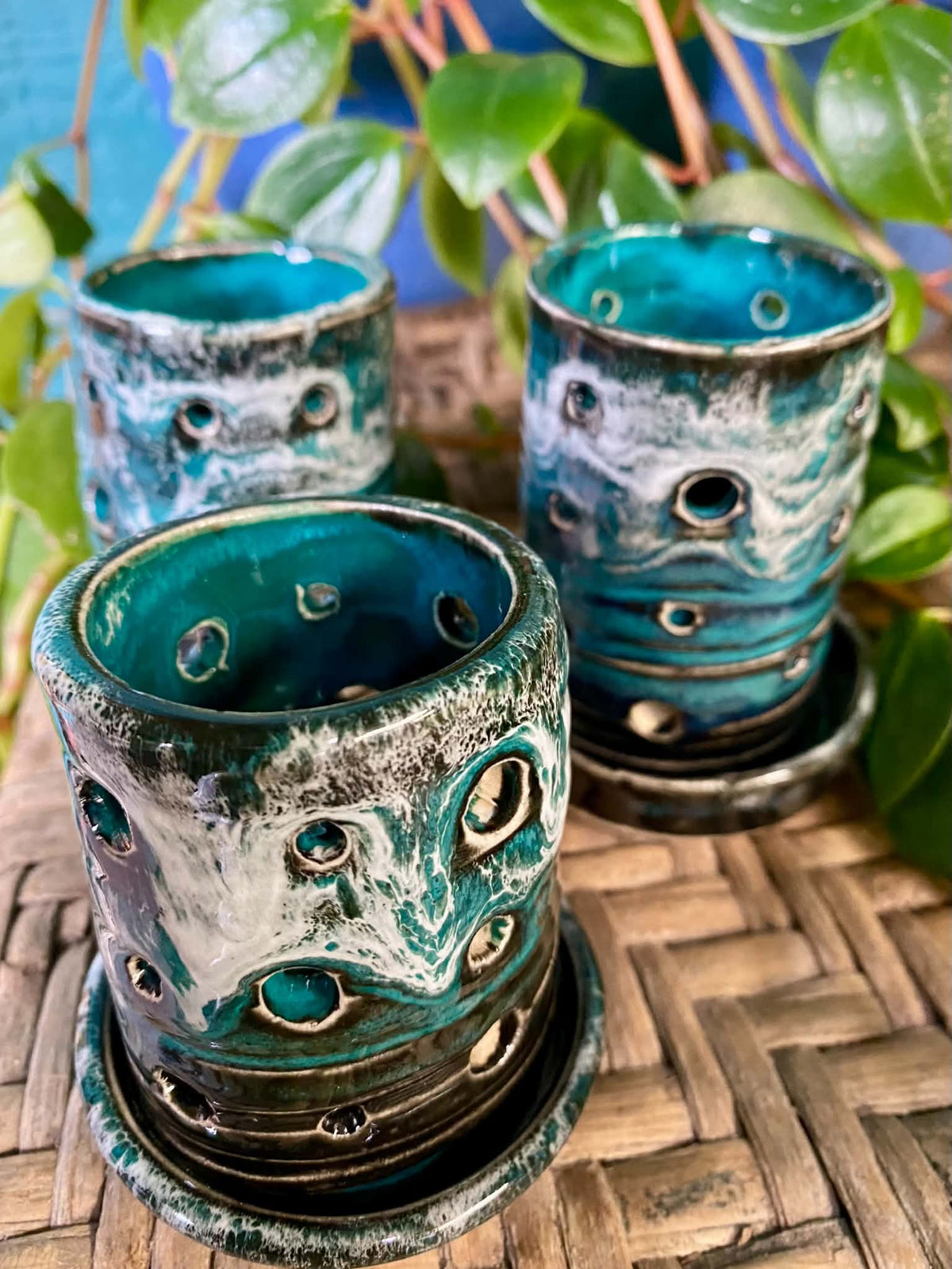 Tea light candle holder turquoises