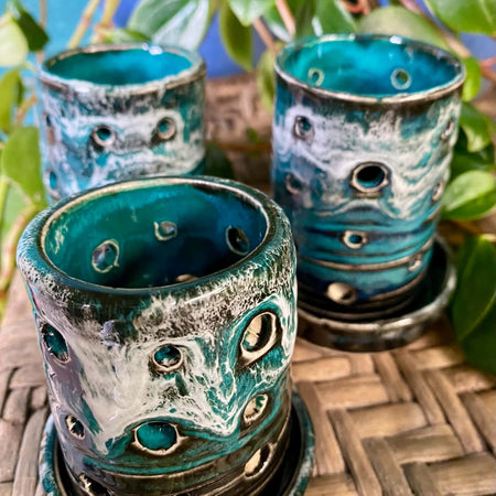 Tea light candle holder turquoises