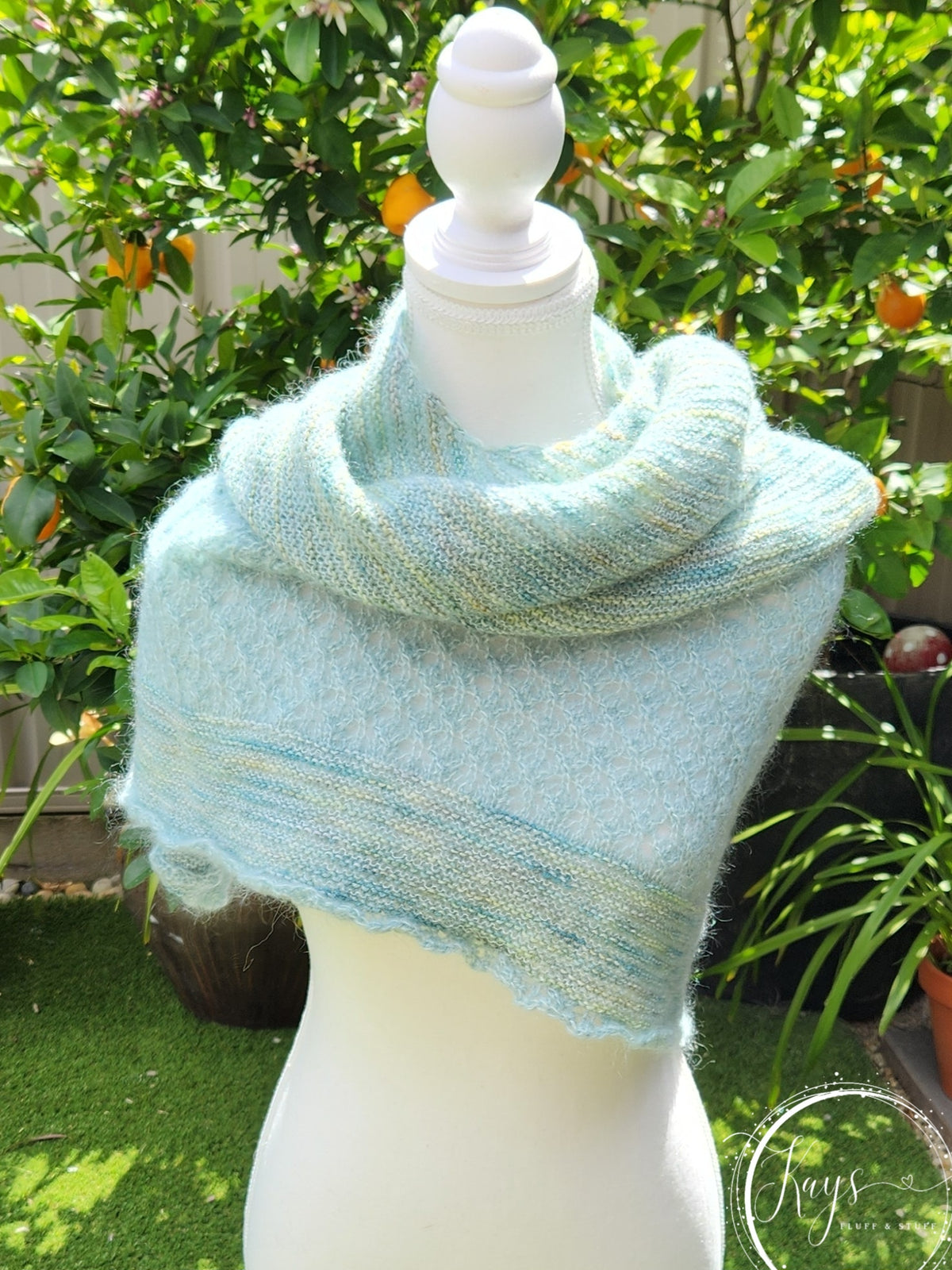 Hand knit Lace Mohair & Merino Shawl