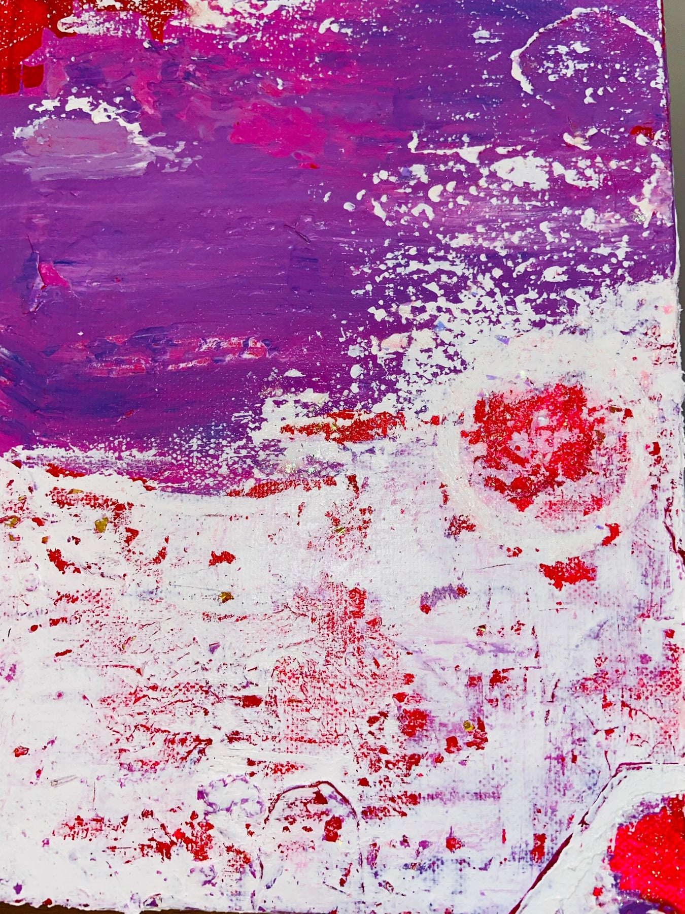Inverted with Camera Abstract Acrylic Canvas Painting by Australian Artist Margo Humphries (30.5x30.5cm)