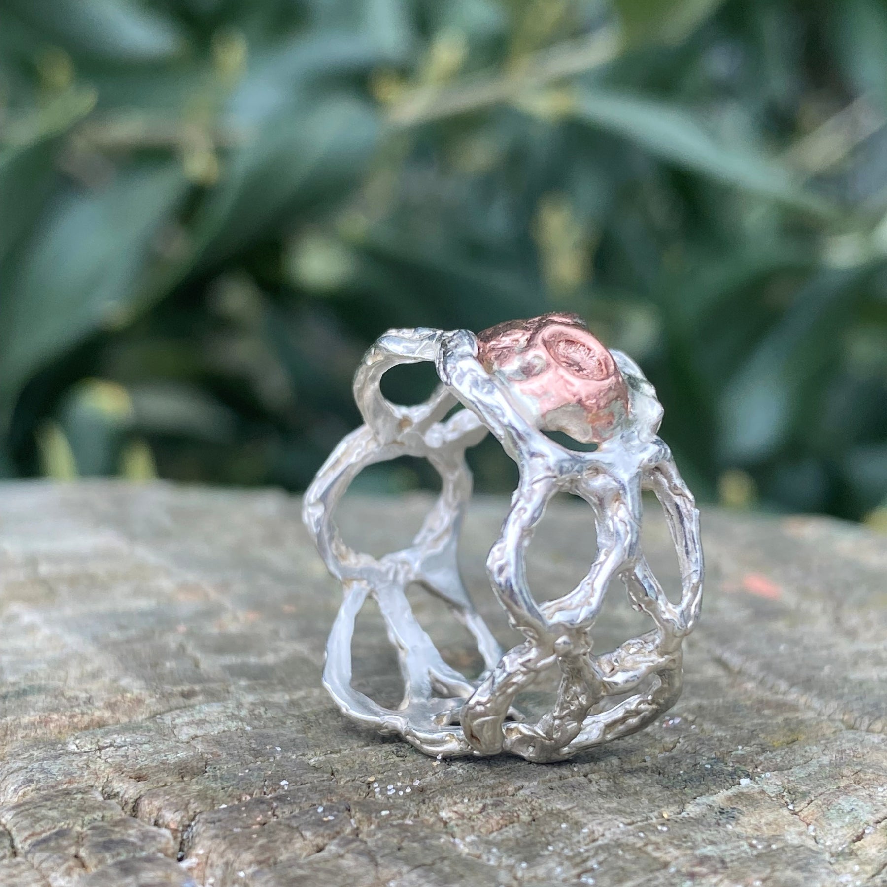 Delicate Strength Ring – Sterling Silver & Copper – Size N 1/2