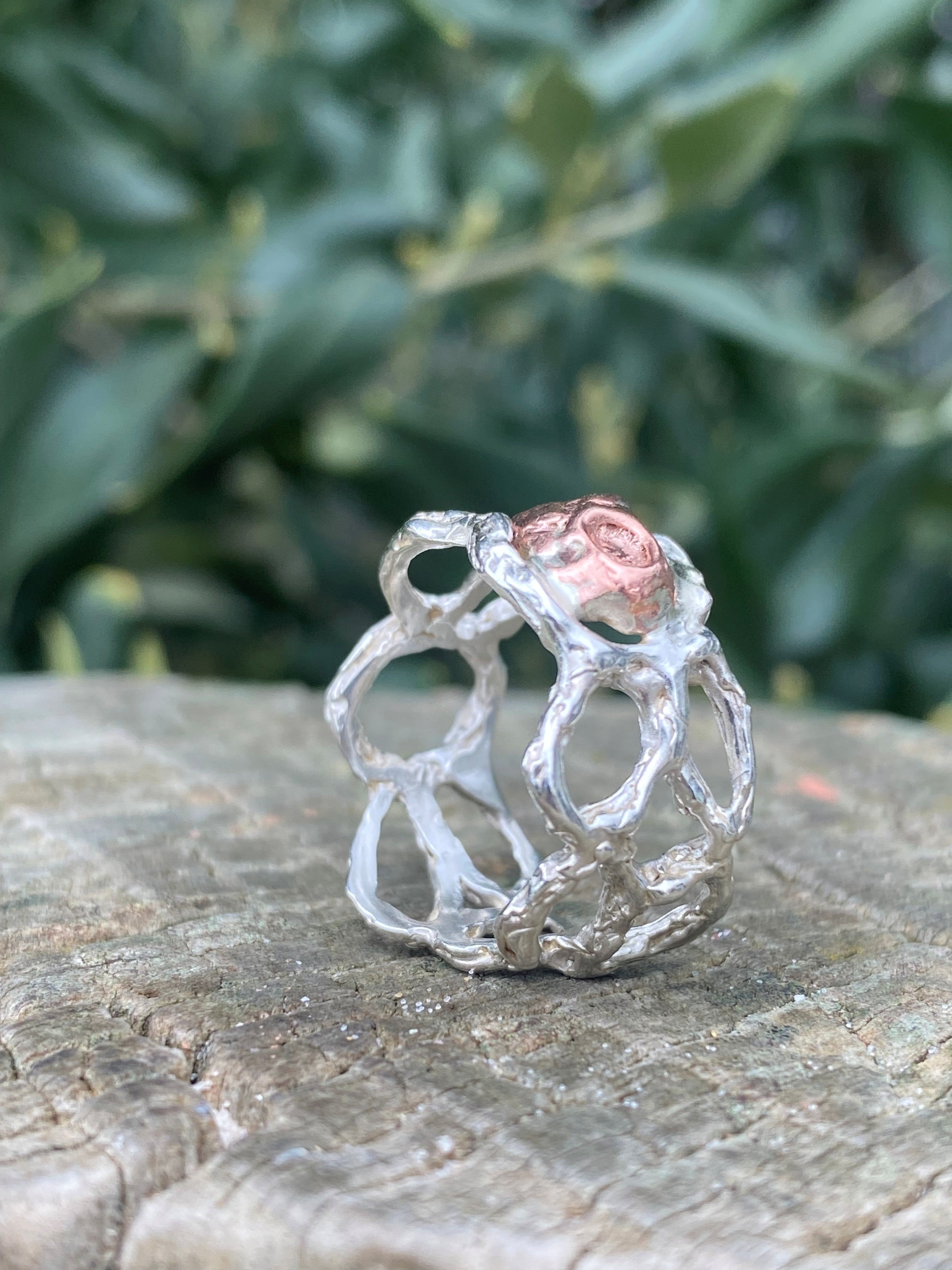 Delicate Strength Ring – Sterling Silver & Copper – Size N 1/2