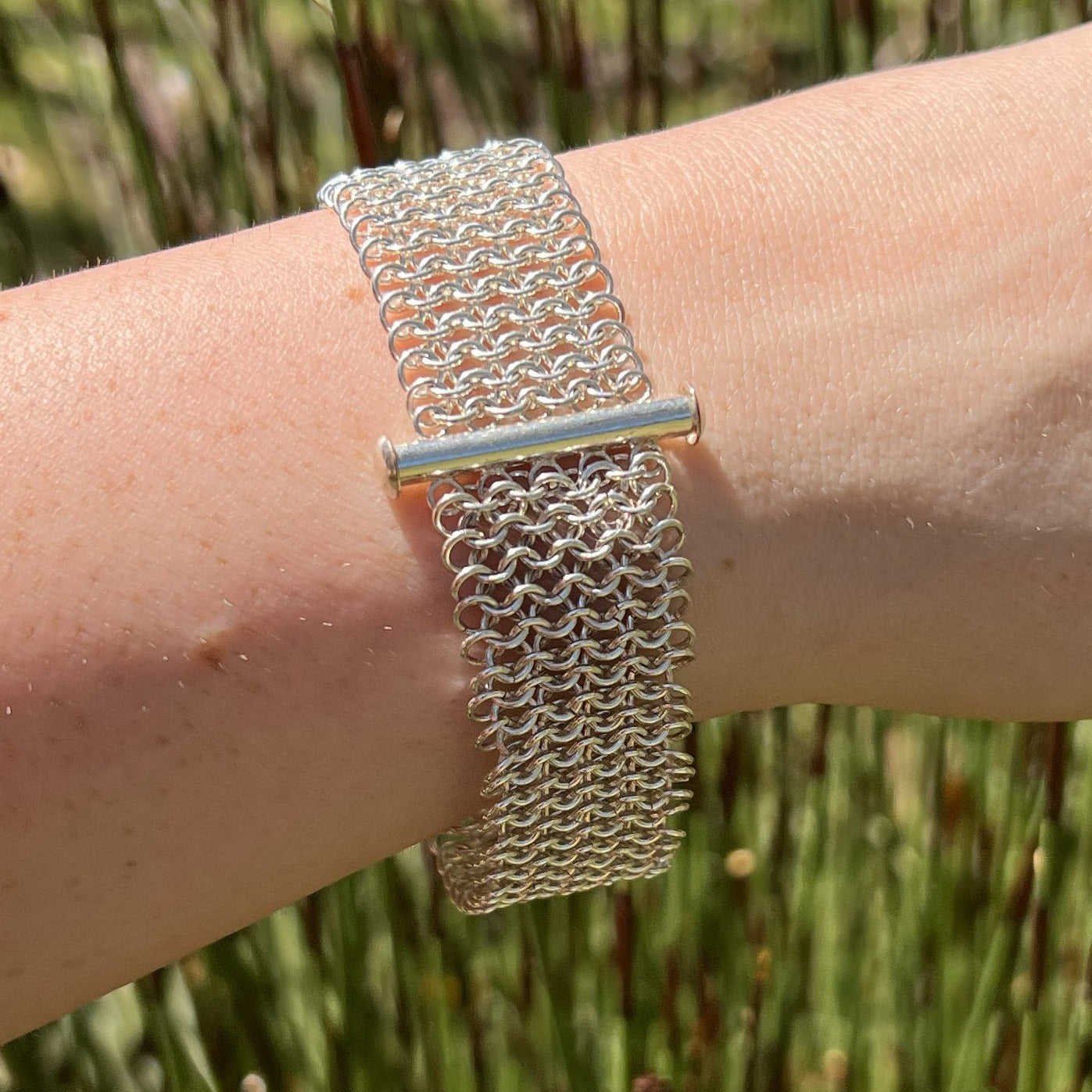 Sterling Silver Bracelet "Chain Maille" Cuff