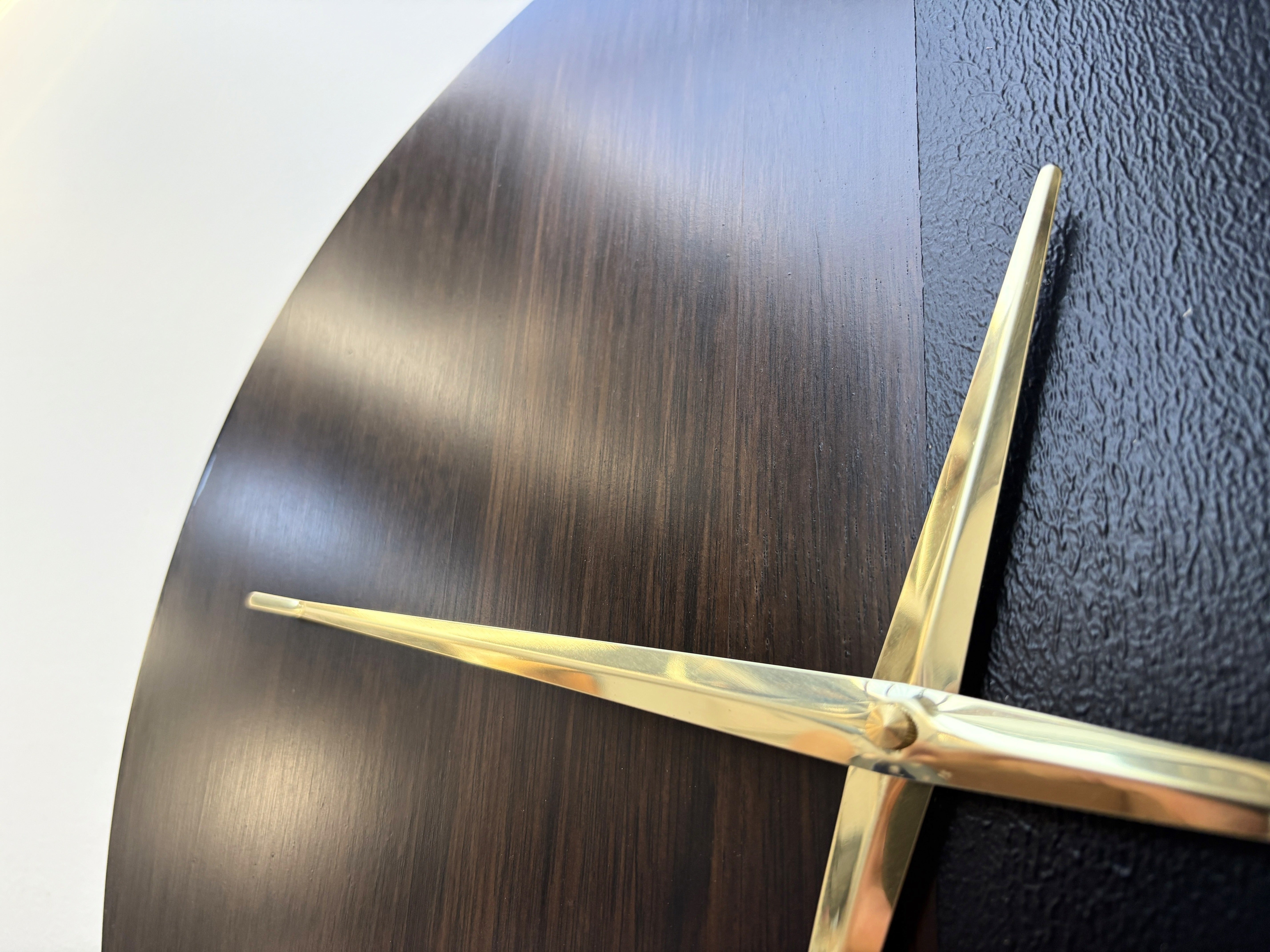 Eclipse – Handmade Tasmanian Oak Wall Clock | Dark Split Design, Gold Hands, Silent Movement | 40cm