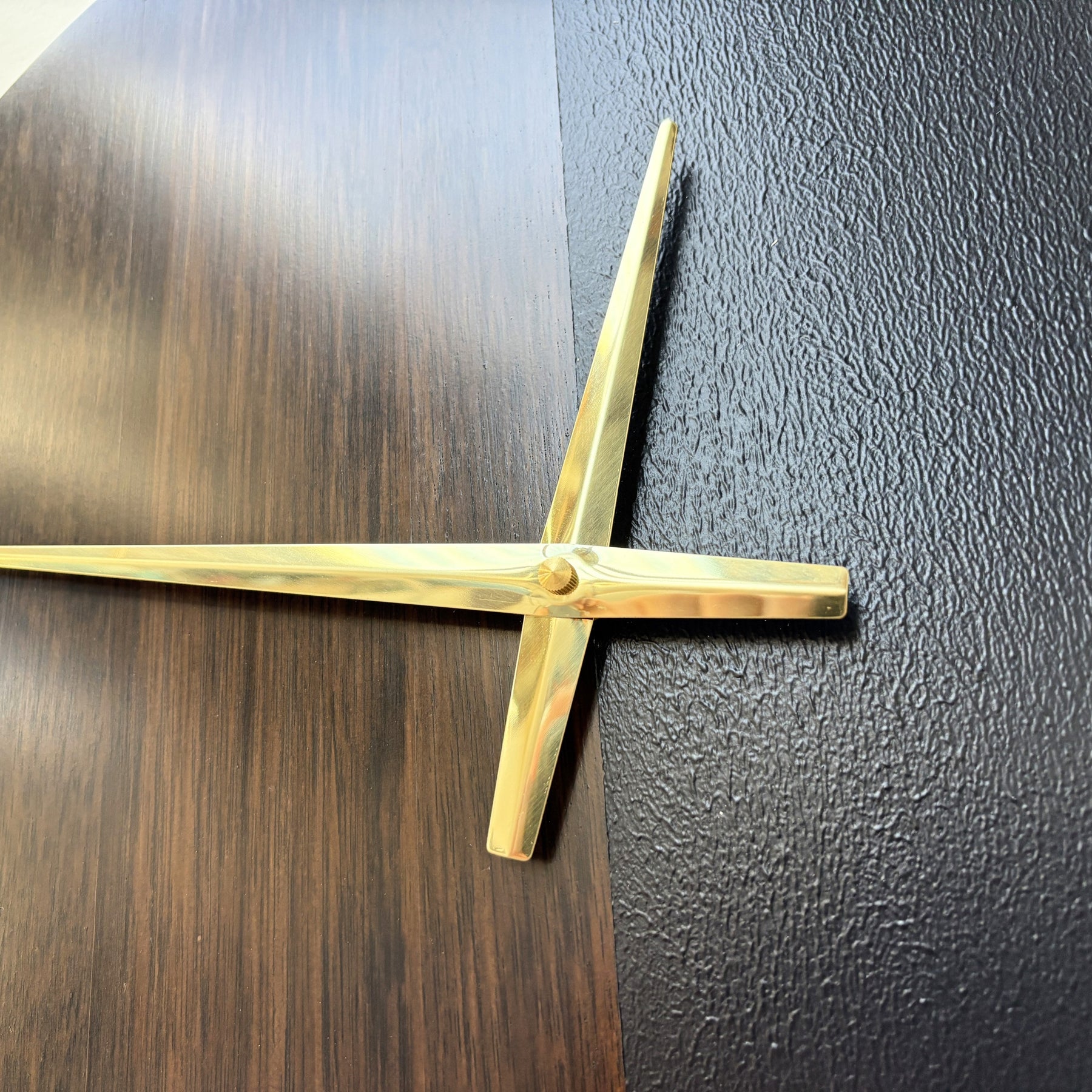 Eclipse – Handmade Tasmanian Oak Wall Clock | Dark Split Design, Gold Hands, Silent Movement | 40cm