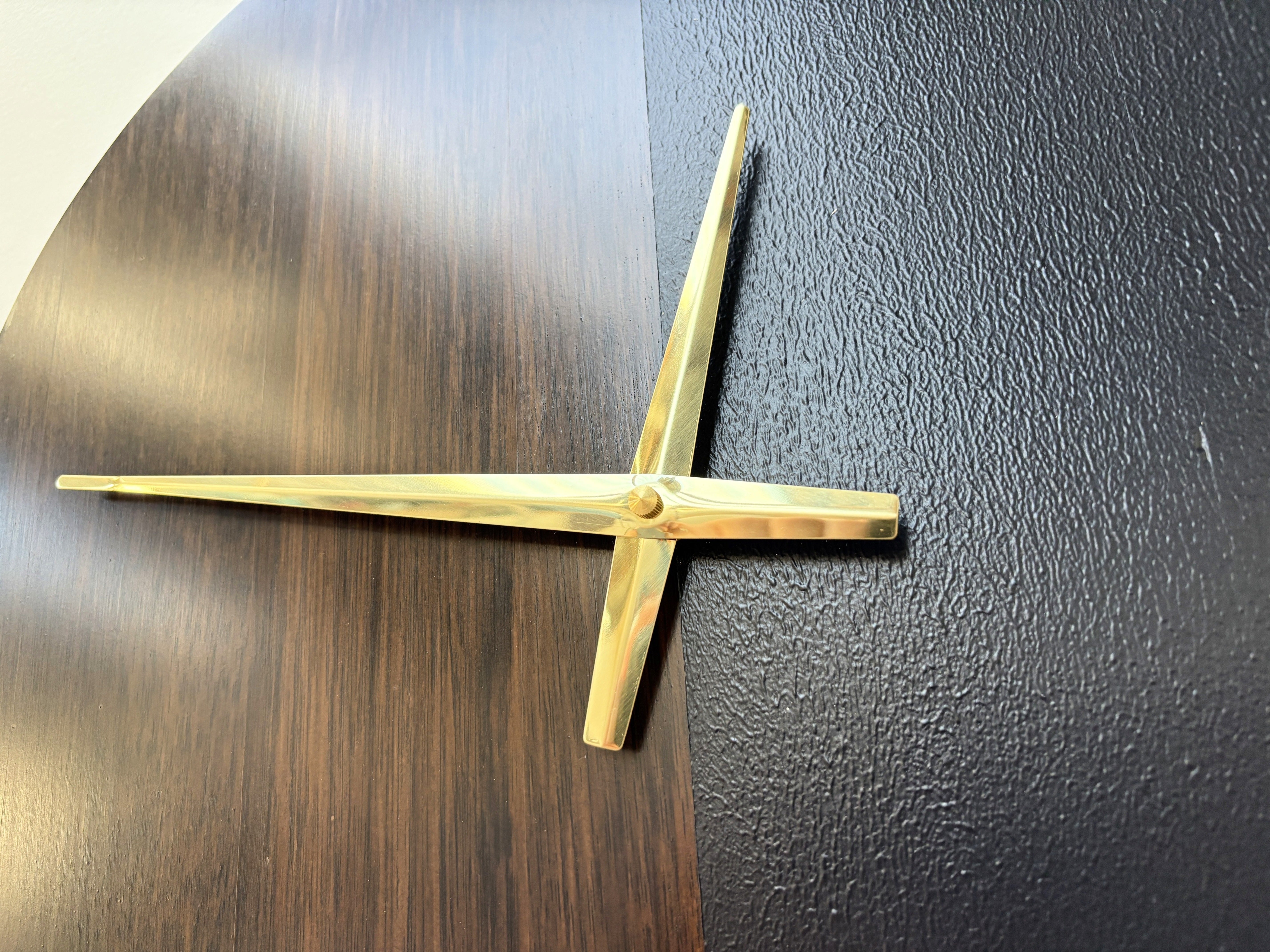 Eclipse – Handmade Tasmanian Oak Wall Clock | Dark Split Design, Gold Hands, Silent Movement | 40cm