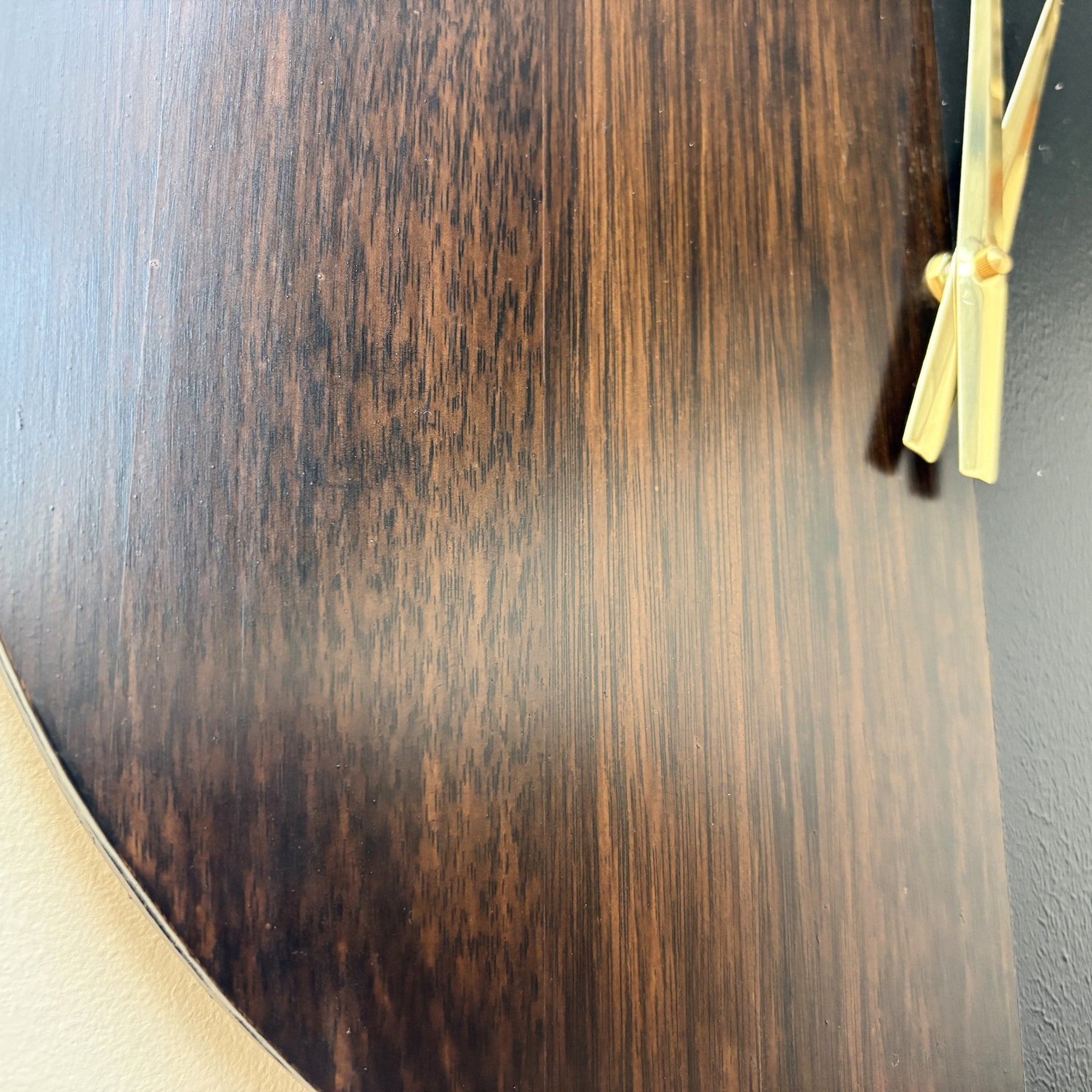 Eclipse – Handmade Tasmanian Oak Wall Clock | Dark Split Design, Gold Hands, Silent Movement | 40cm