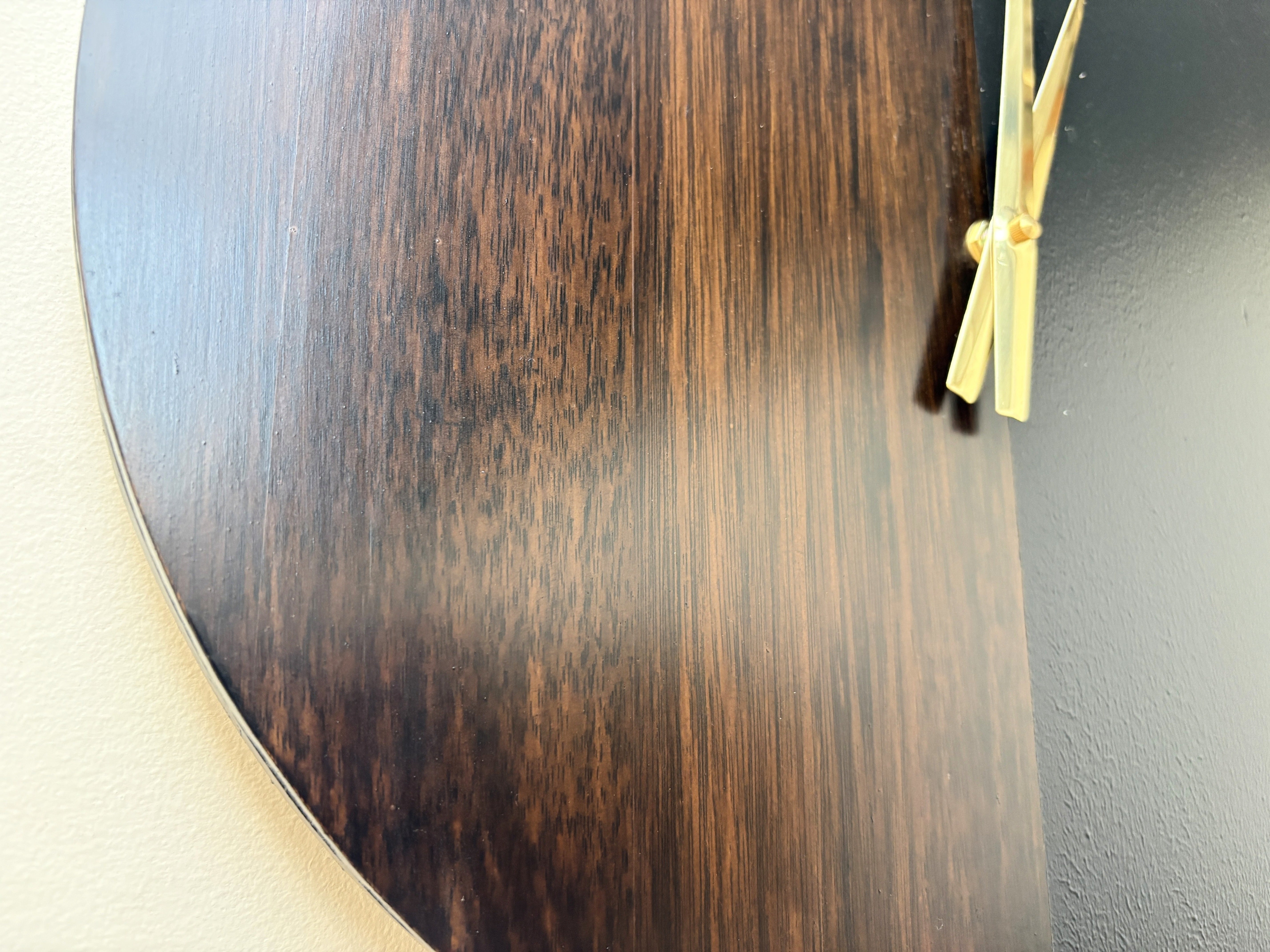 Eclipse – Handmade Tasmanian Oak Wall Clock | Dark Split Design, Gold Hands, Silent Movement | 40cm