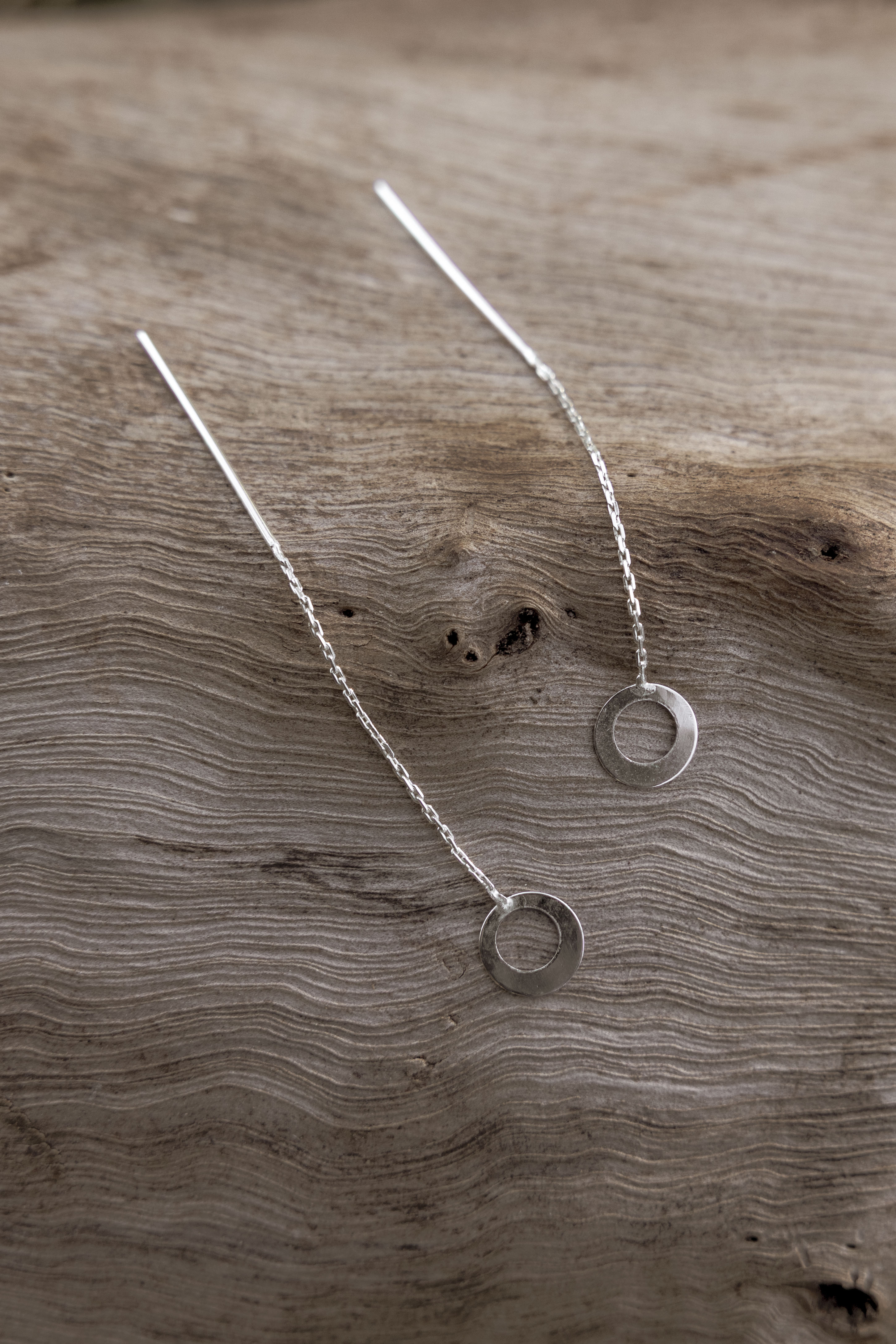 Sterling Silver Halo Threader Earrings