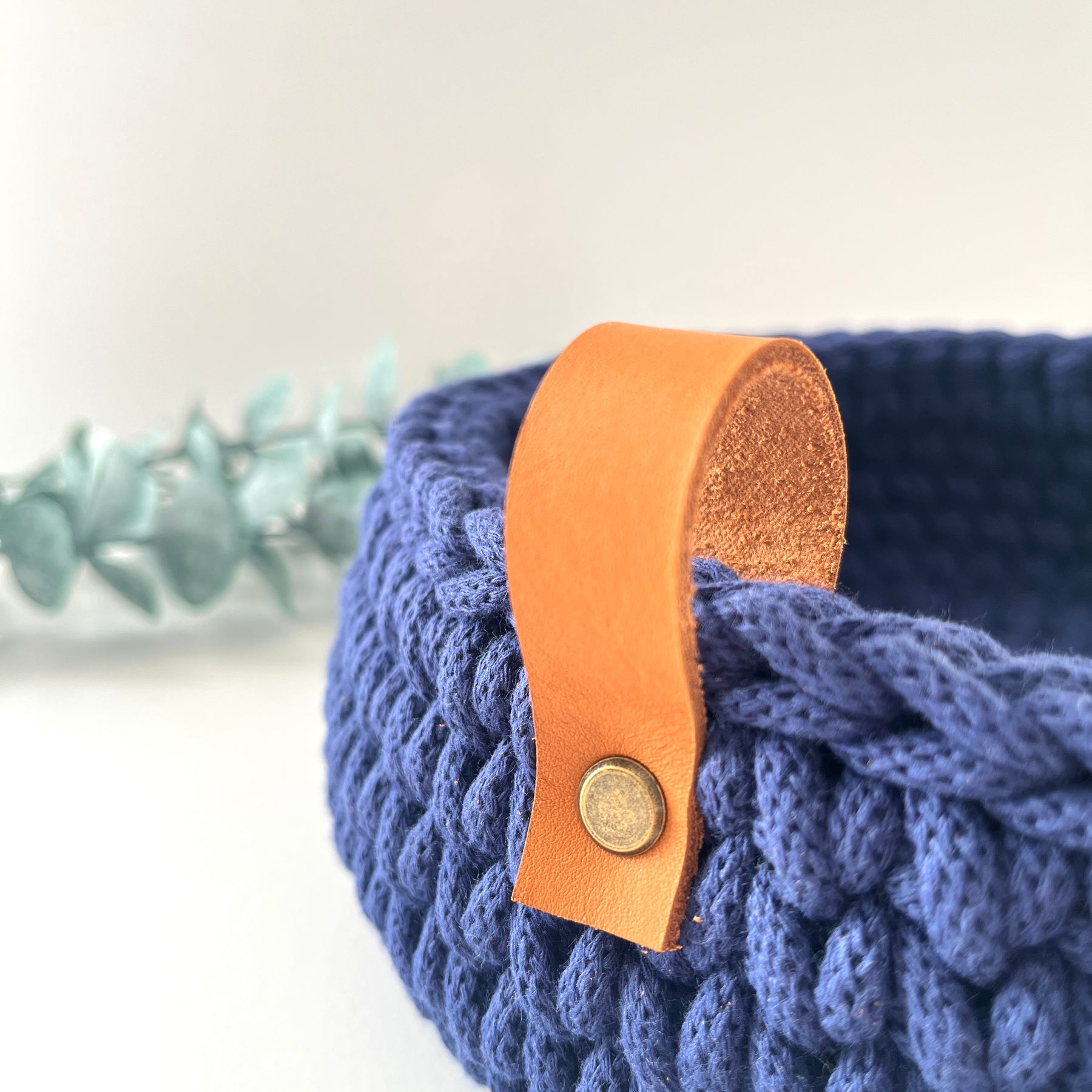 Crochet basket with handles - colour Ink