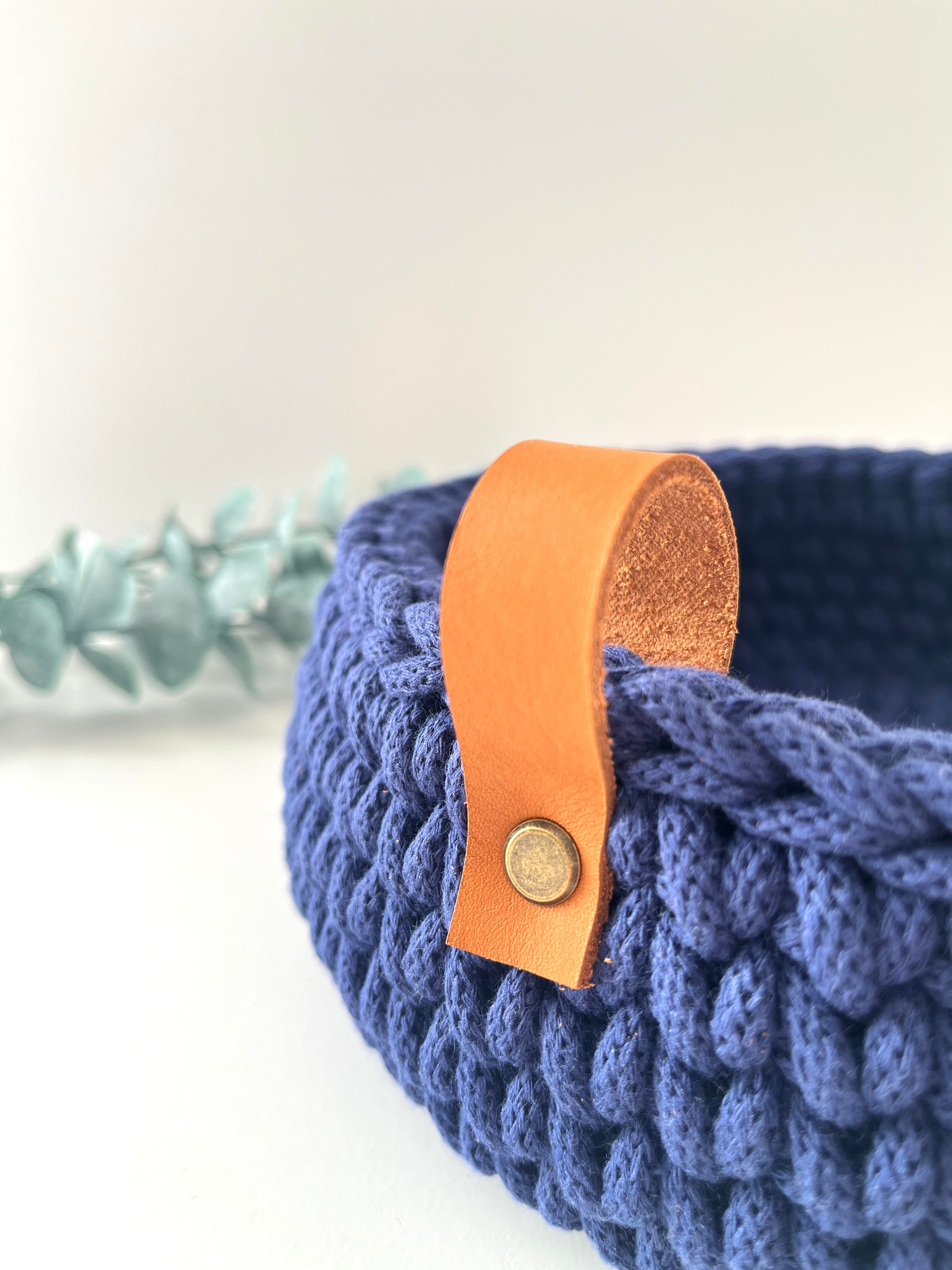 Crochet basket with handles - colour Ink