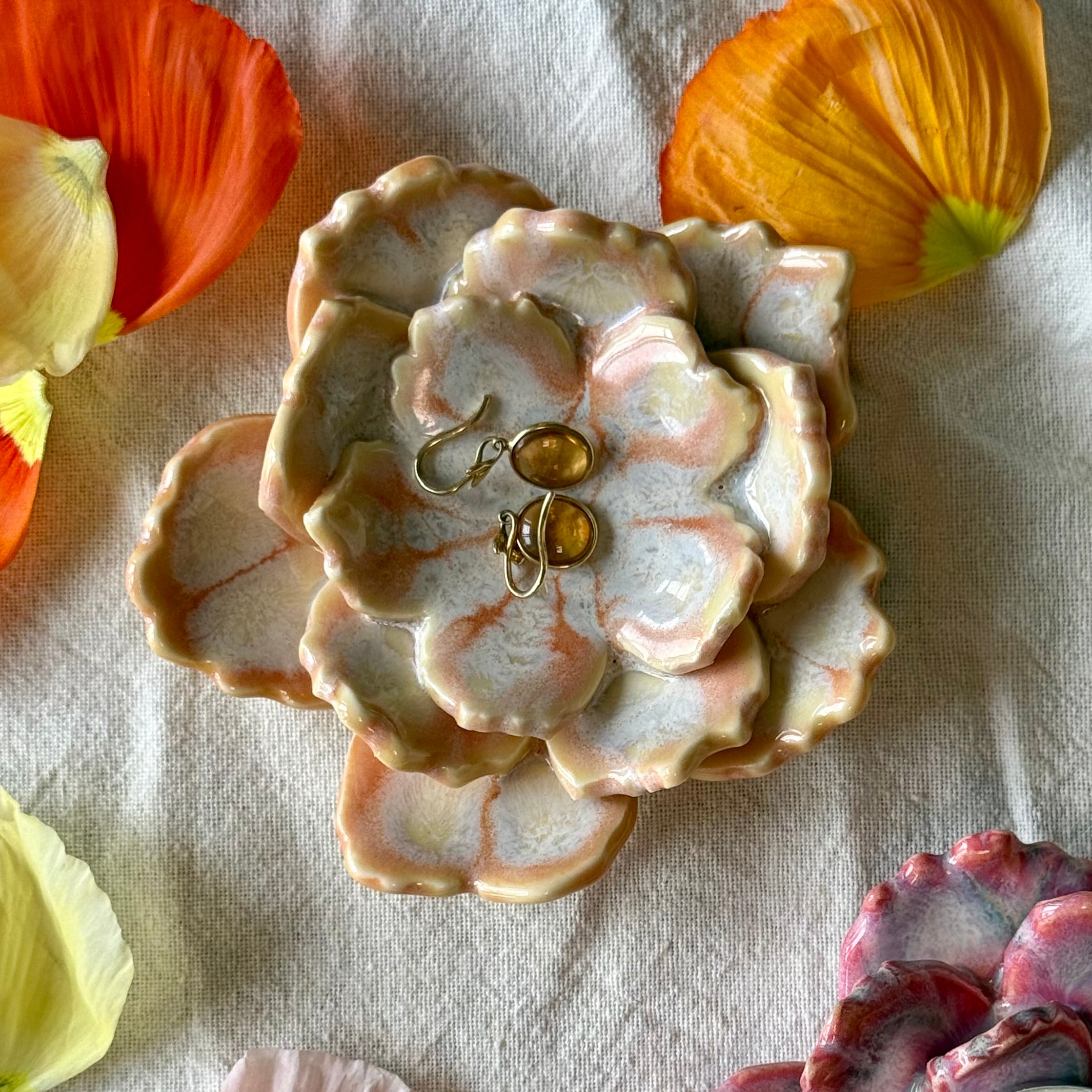 Porcelain Petal Dish | Tea Light Holder or Trinket Dish | Ceramic