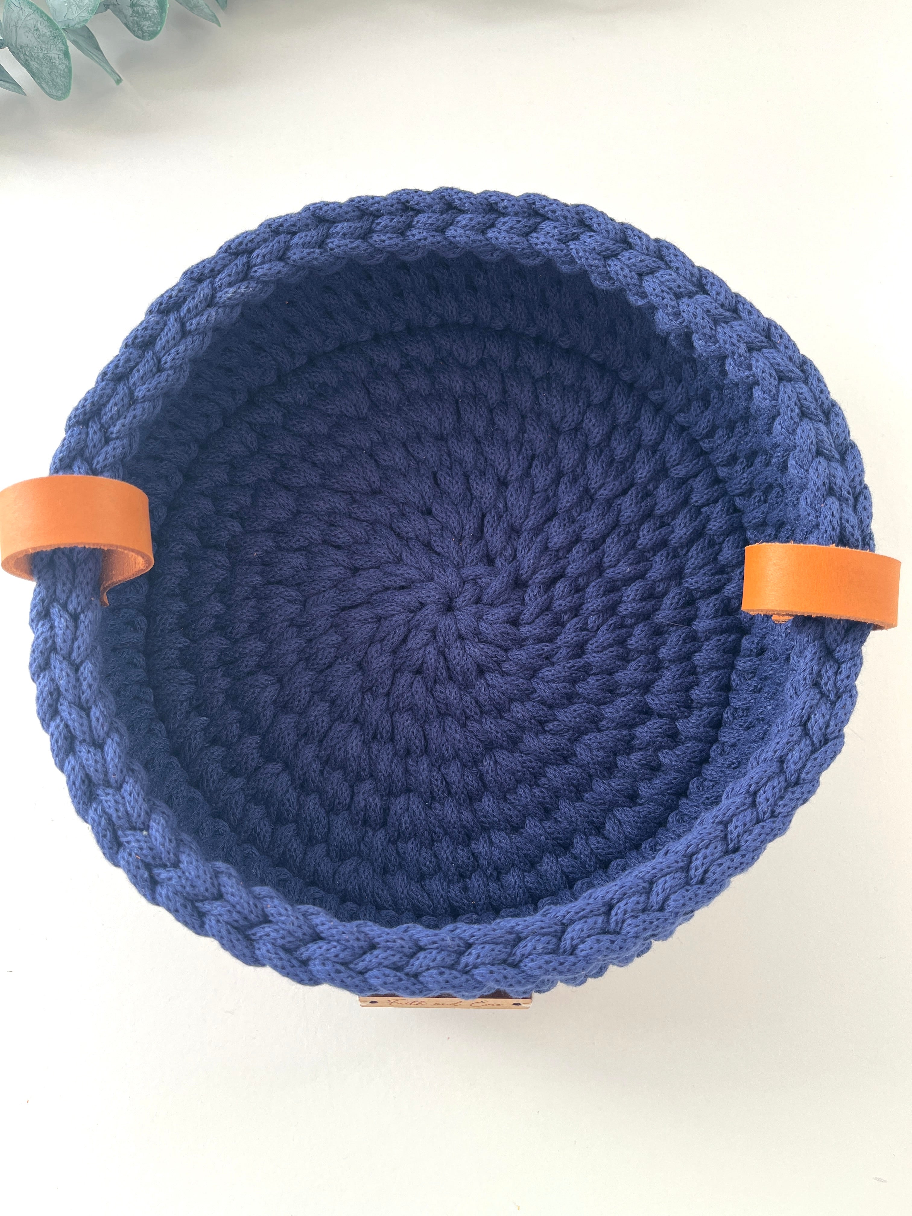 Crochet basket with handles - colour Ink