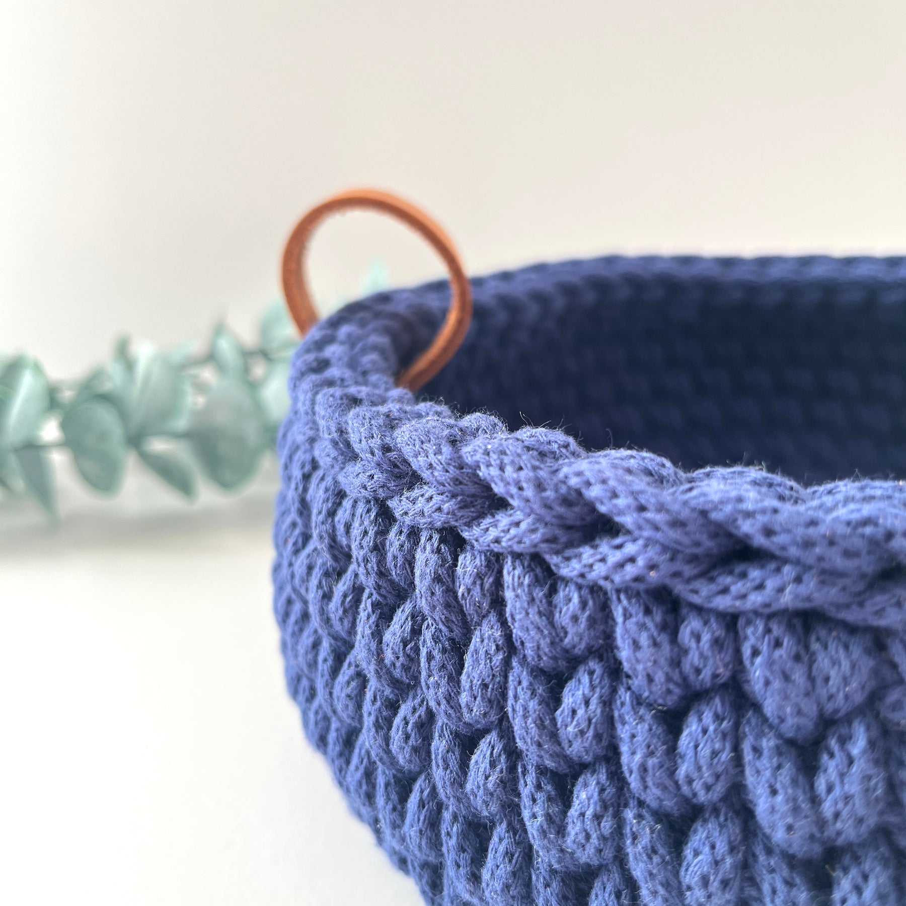 Crochet basket with handles - colour Ink